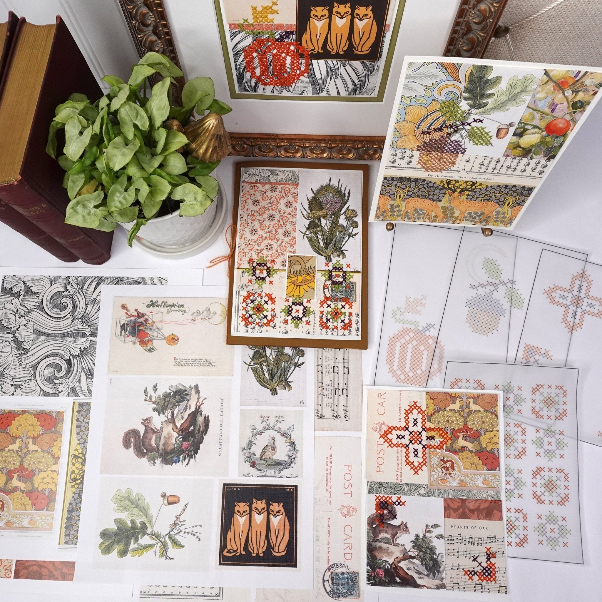 Paper Embroidery: Fall Collage & Piercing Patterns - Stitched Stories