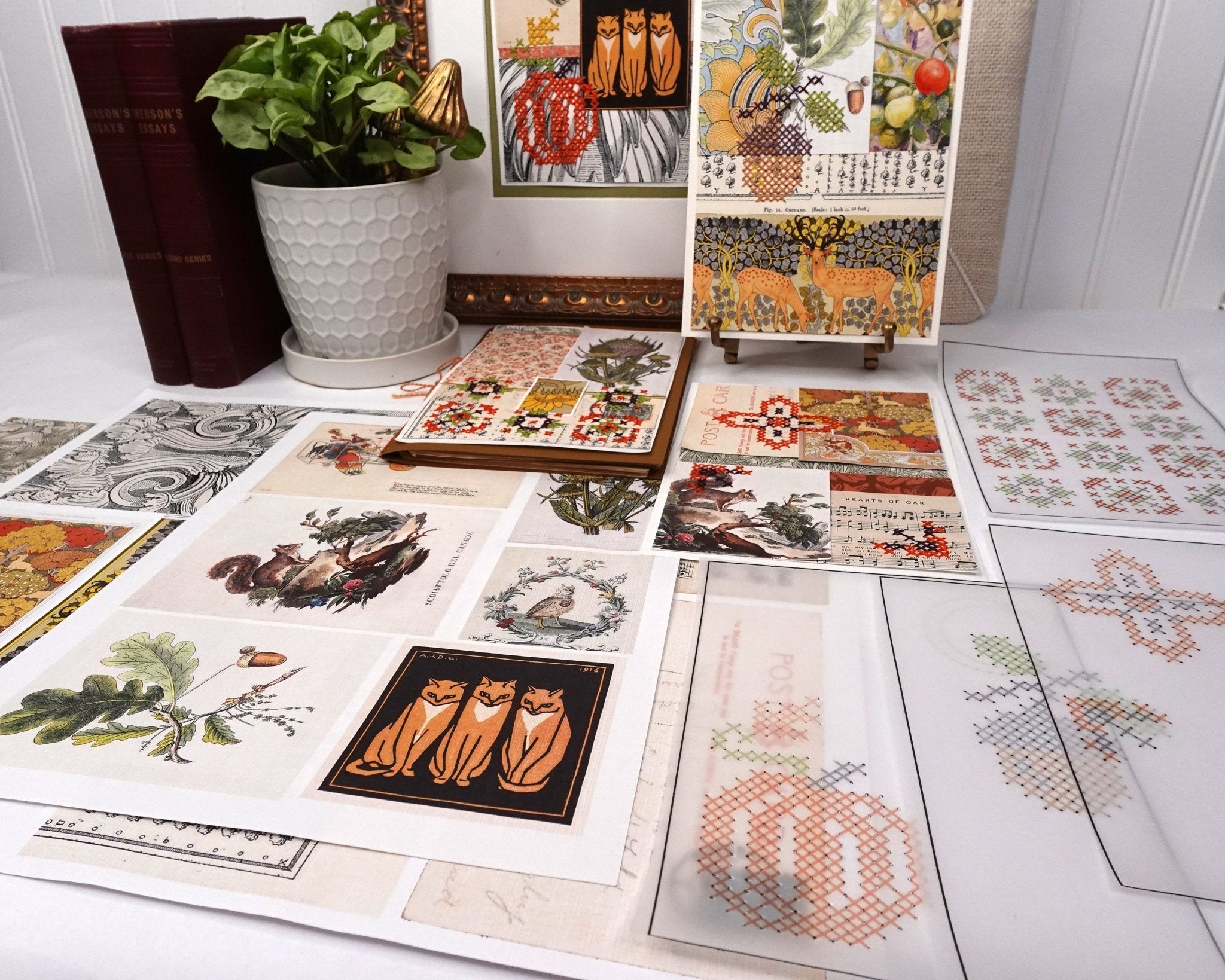 Paper Embroidery: Fall Collage & Piercing Patterns - Stitched Stories