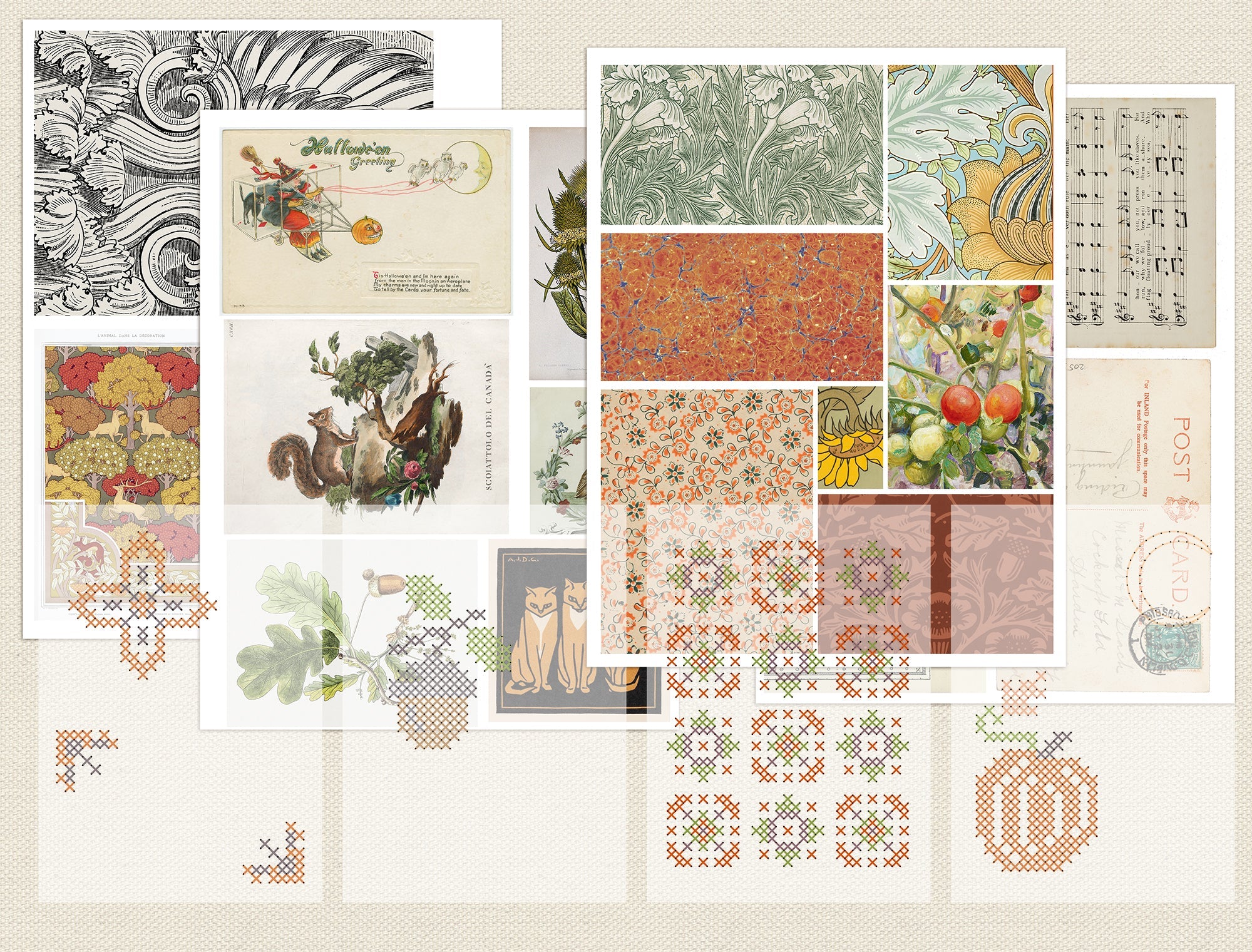 Paper Embroidery: Fall Collage & Piercing Patterns - Stitched Stories