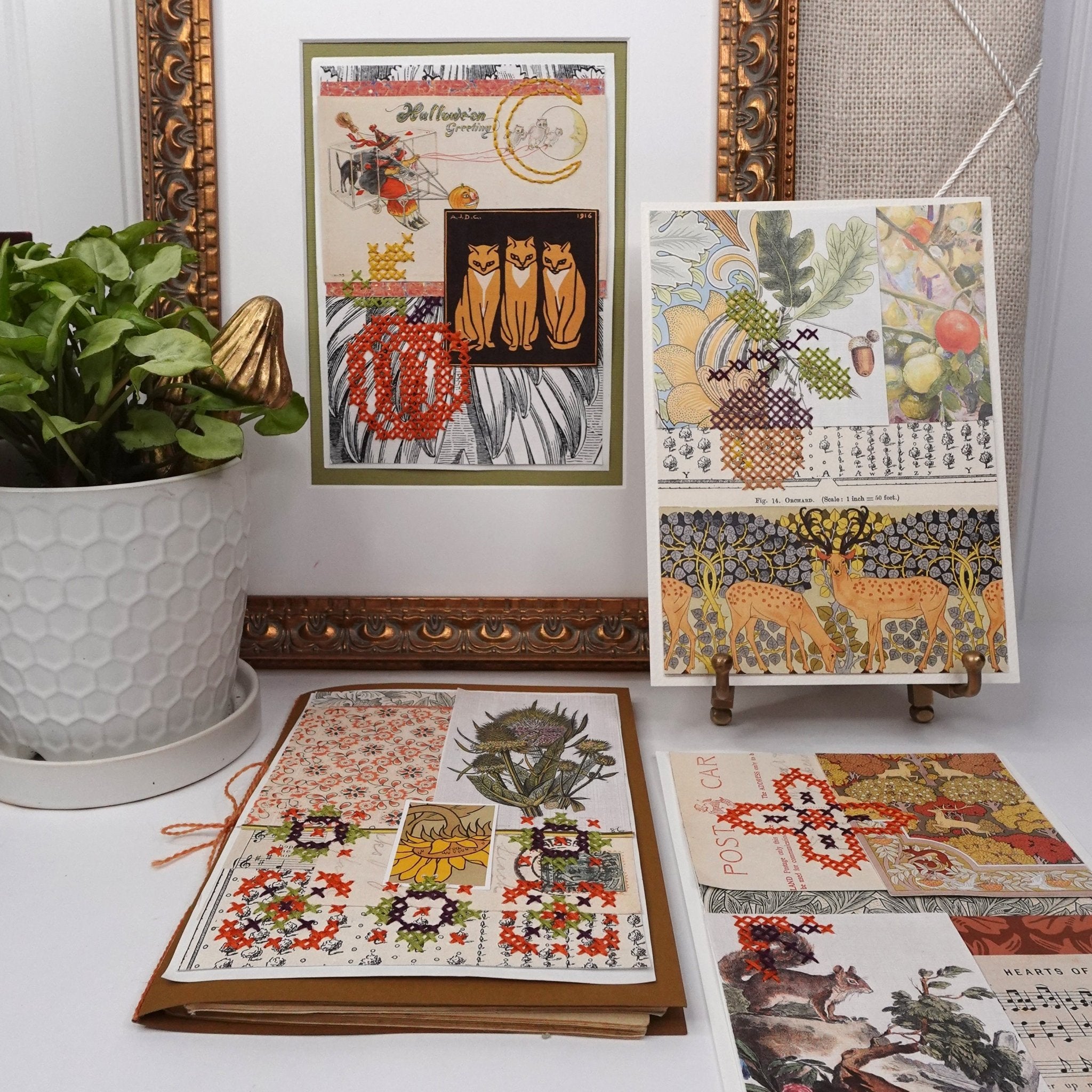 Paper Embroidery: Fall Collage & Piercing Patterns - Stitched Stories