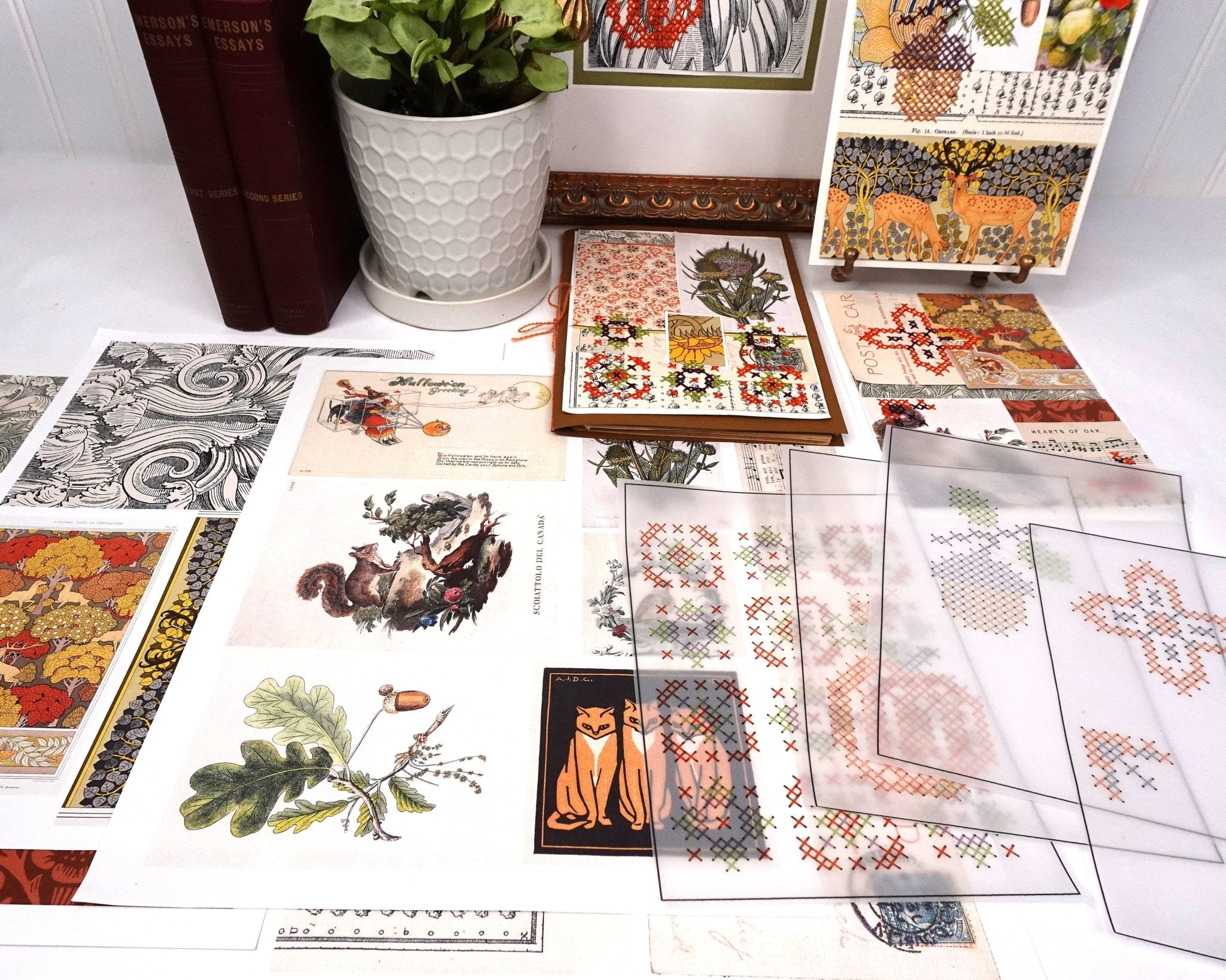 Paper Embroidery: Fall Collage & Piercing Patterns - Stitched Stories