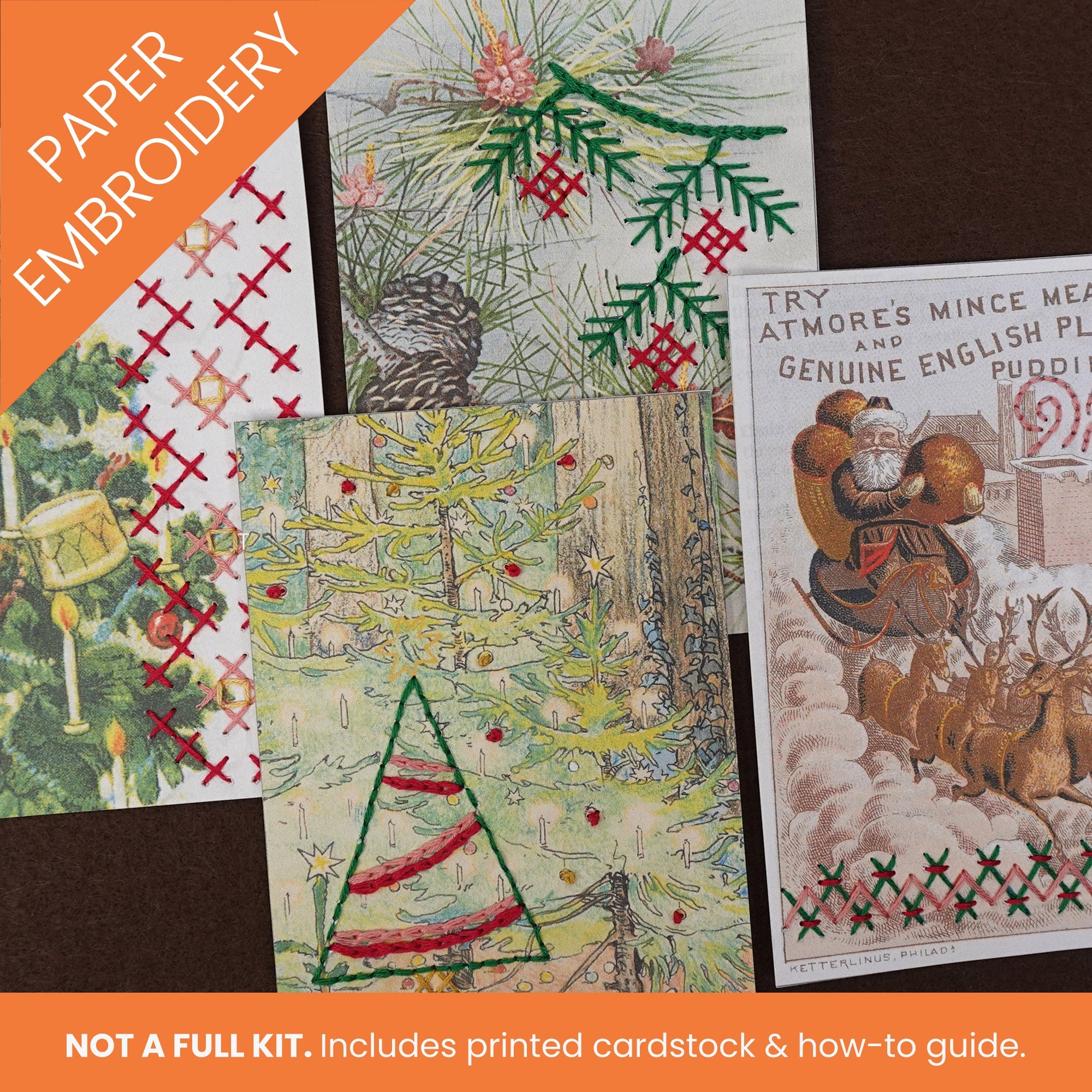 Paper Embroidery: Holiday Card Pattern Set - Stitched Stories