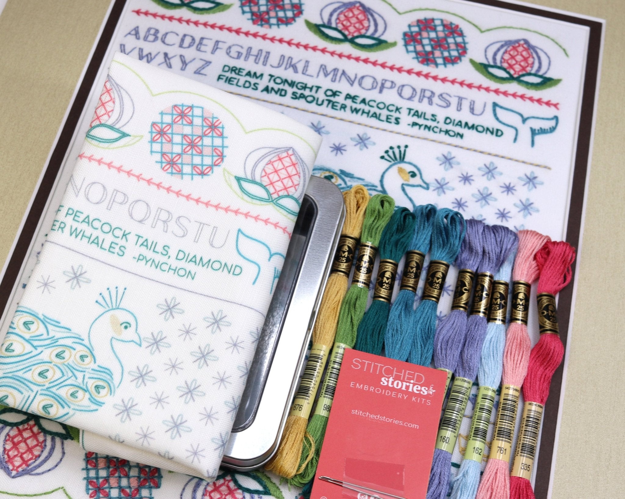 Peacock Dreams Sampler Embroidery Kit - Stitched Stories