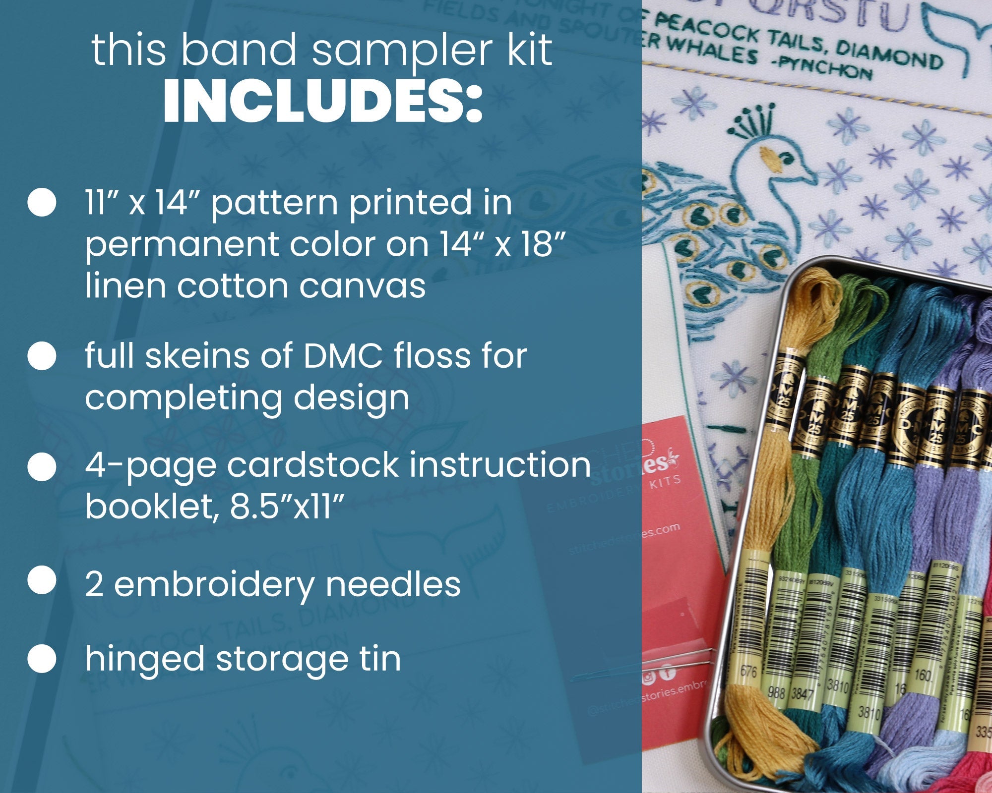 Peacock Dreams Sampler Embroidery Kit - Stitched Stories