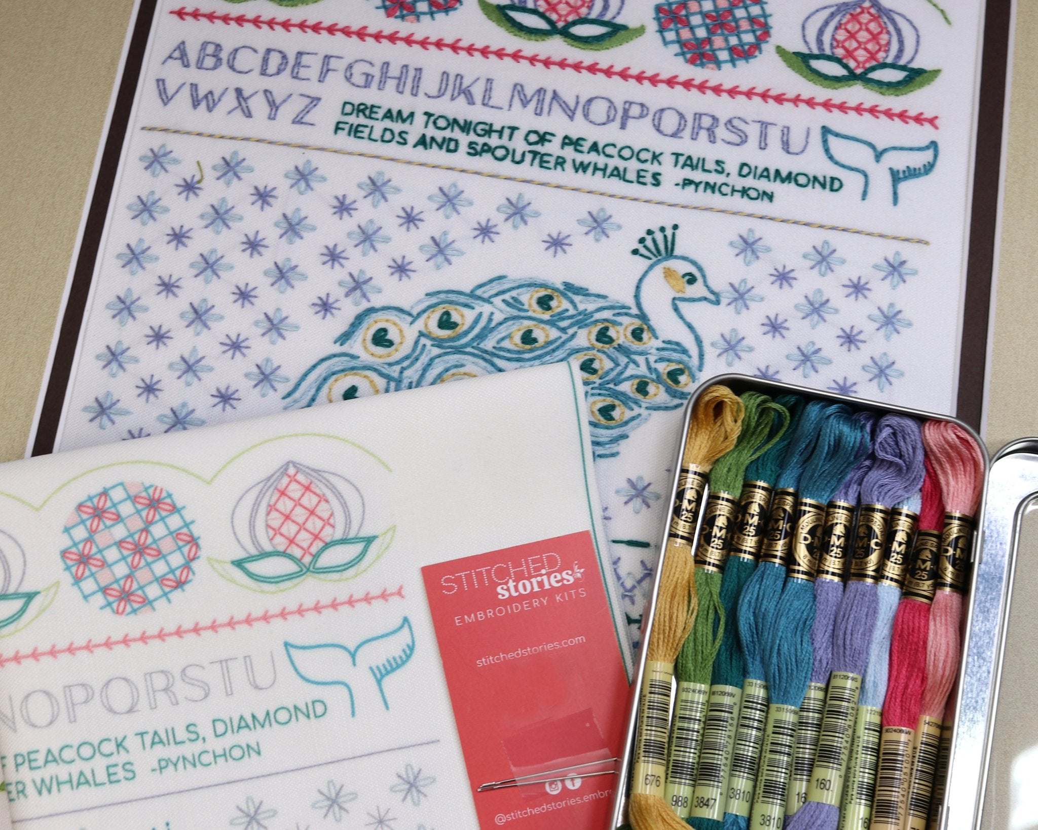 Peacock Dreams Sampler Embroidery Kit - Stitched Stories