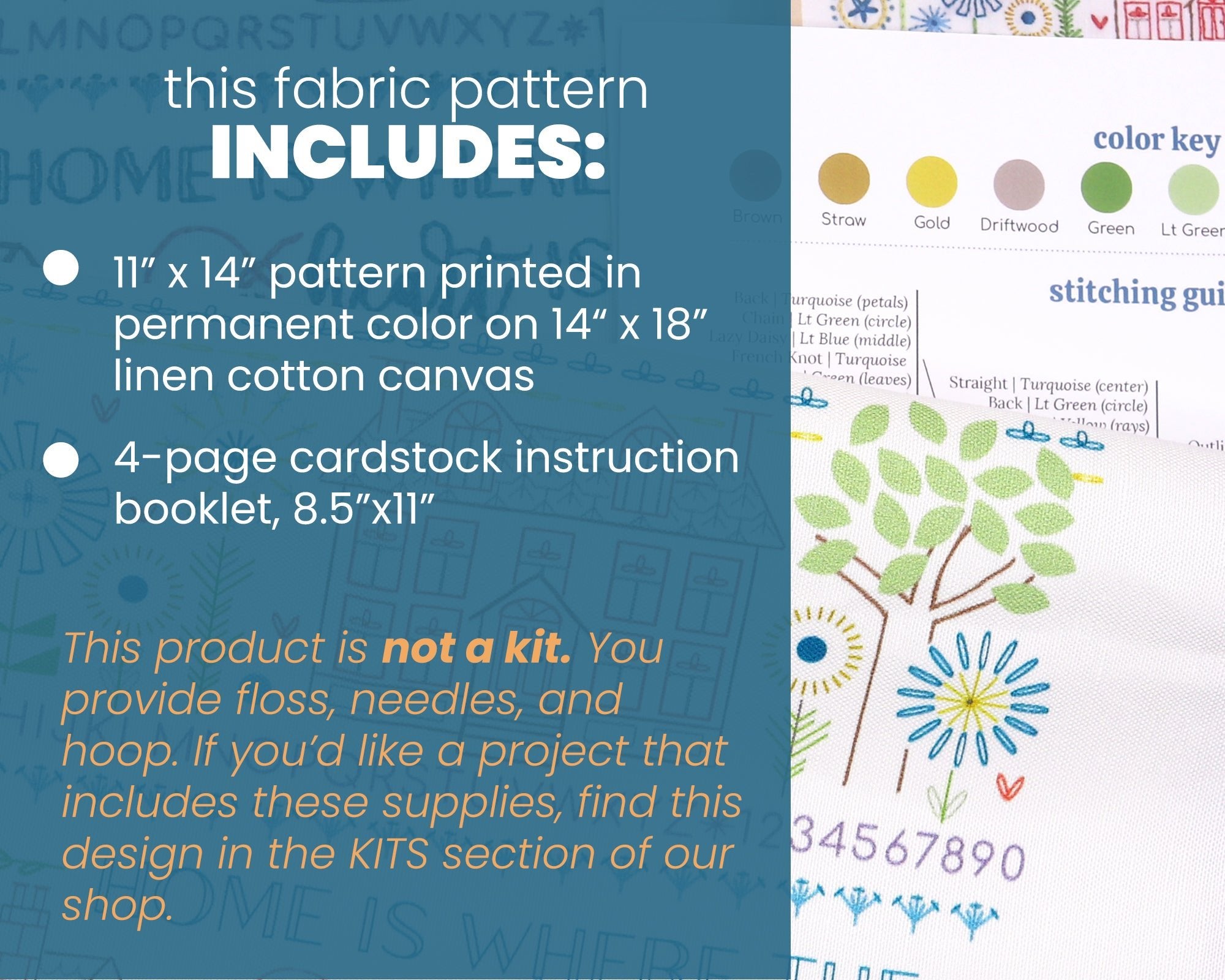 Peacock Dreams Sampler Printed Fabric Pattern - Stitched Stories