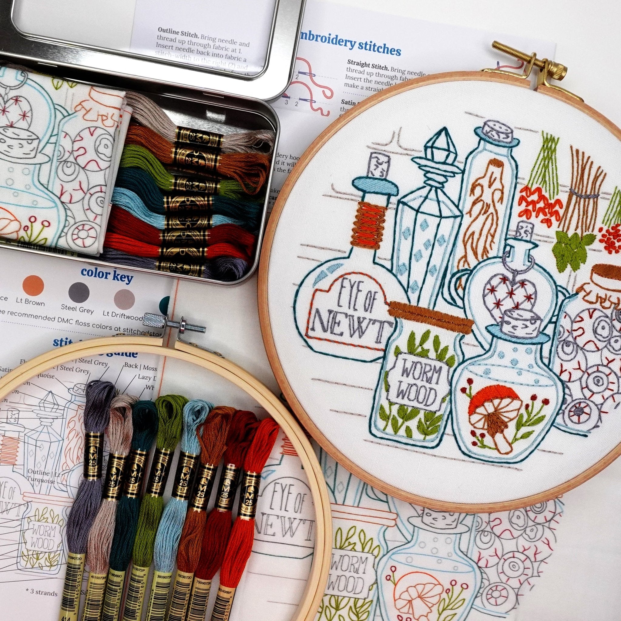 Potions Pantry Embroidery Kit - Stitched Stories