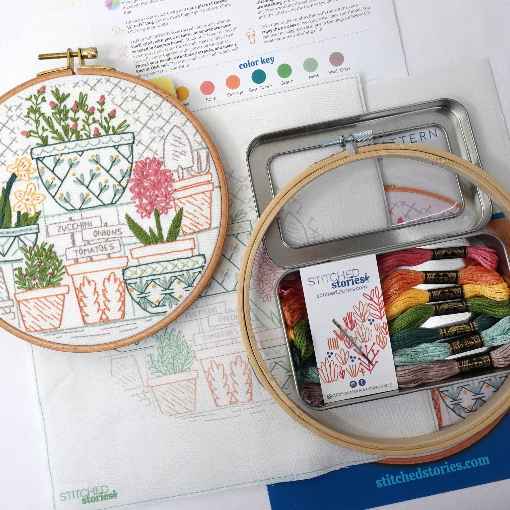 Potting Table Embroidery Kit - Stitched Stories