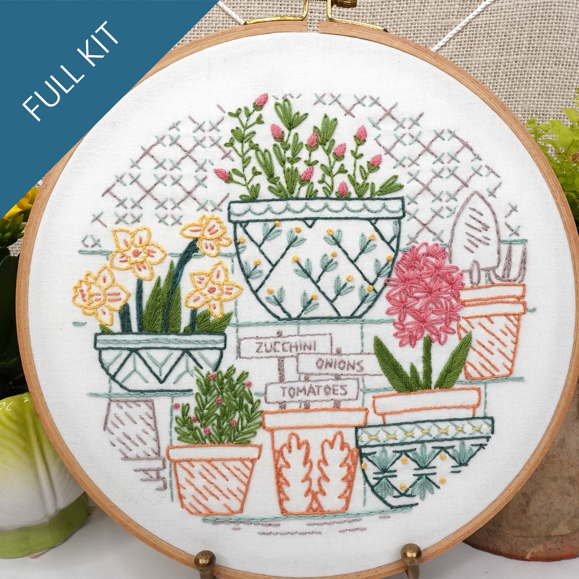 Potting Table Embroidery Kit - Stitched Stories