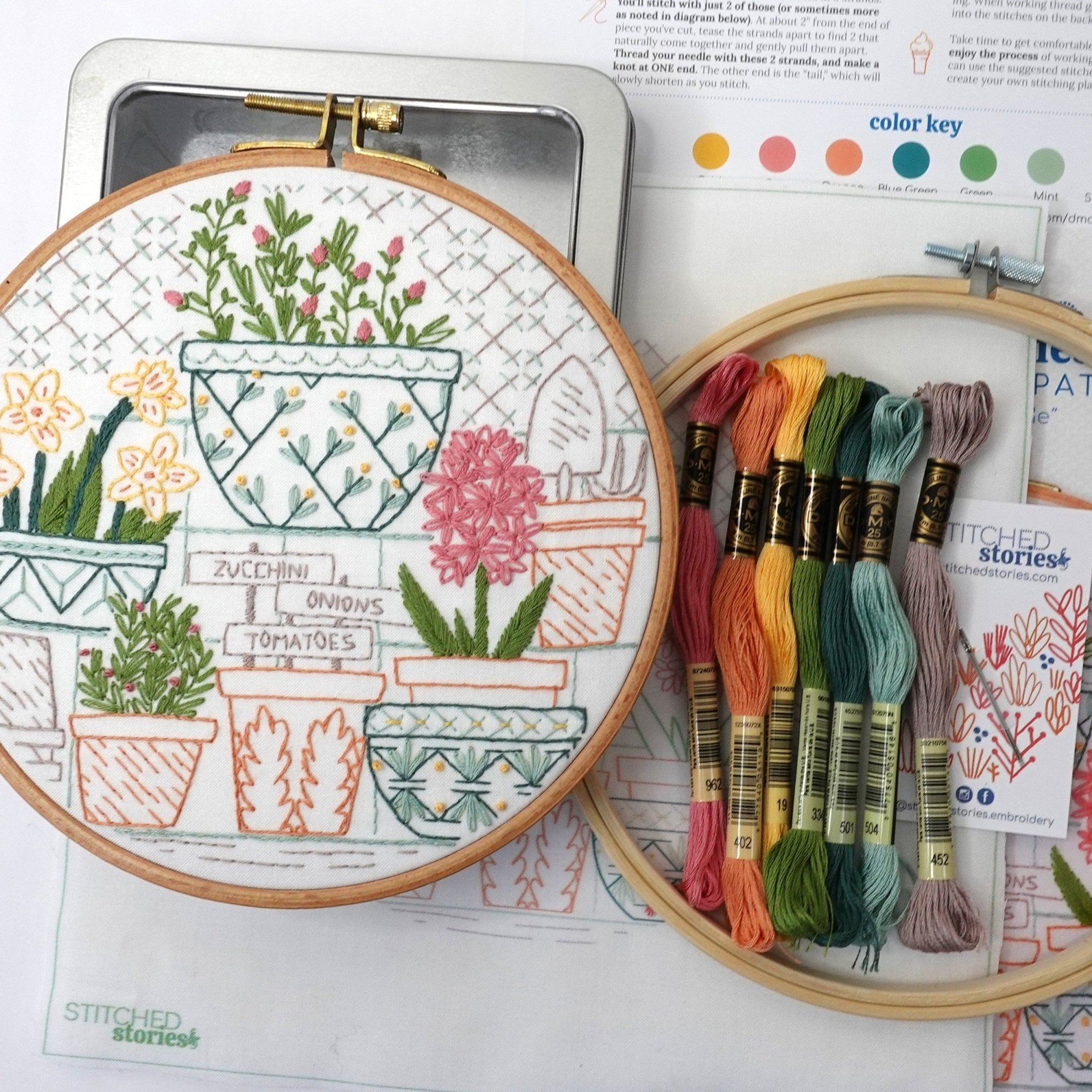 Potting Table Embroidery Kit - Stitched Stories