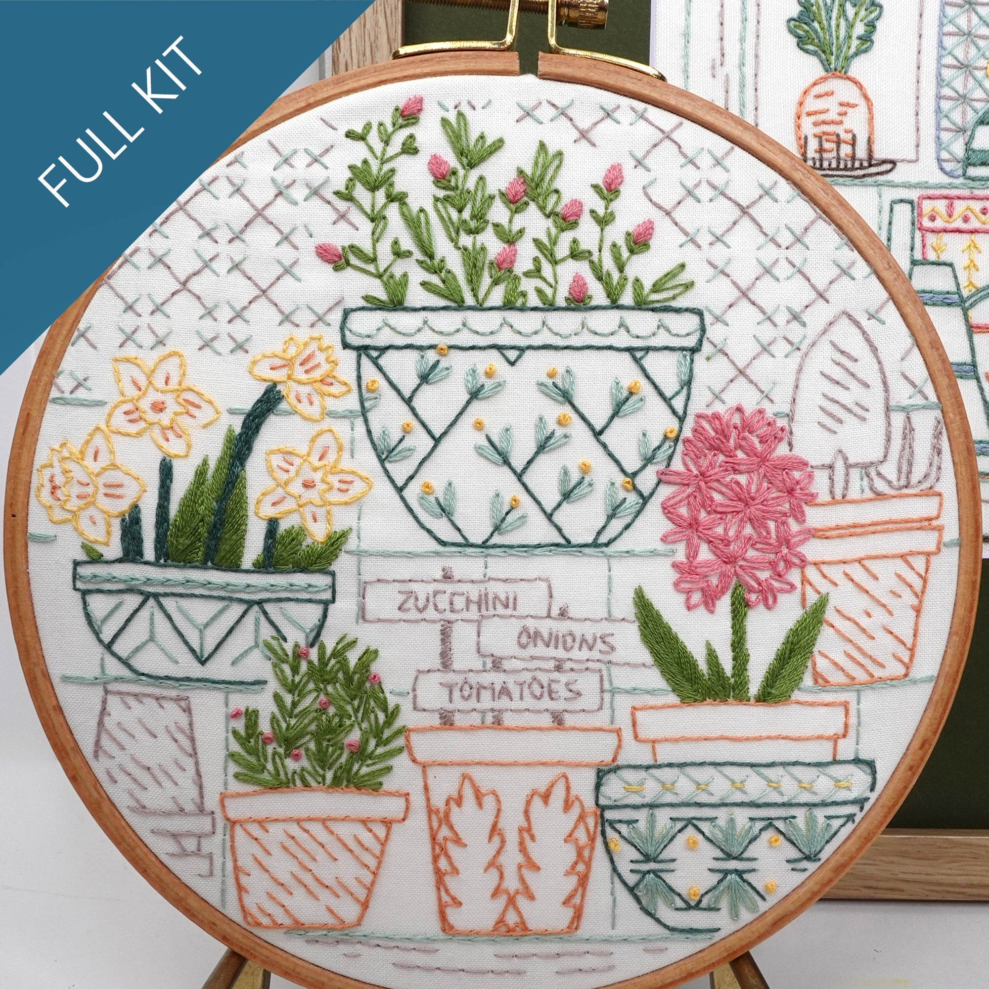 Potting Table Embroidery Kit - Stitched Stories