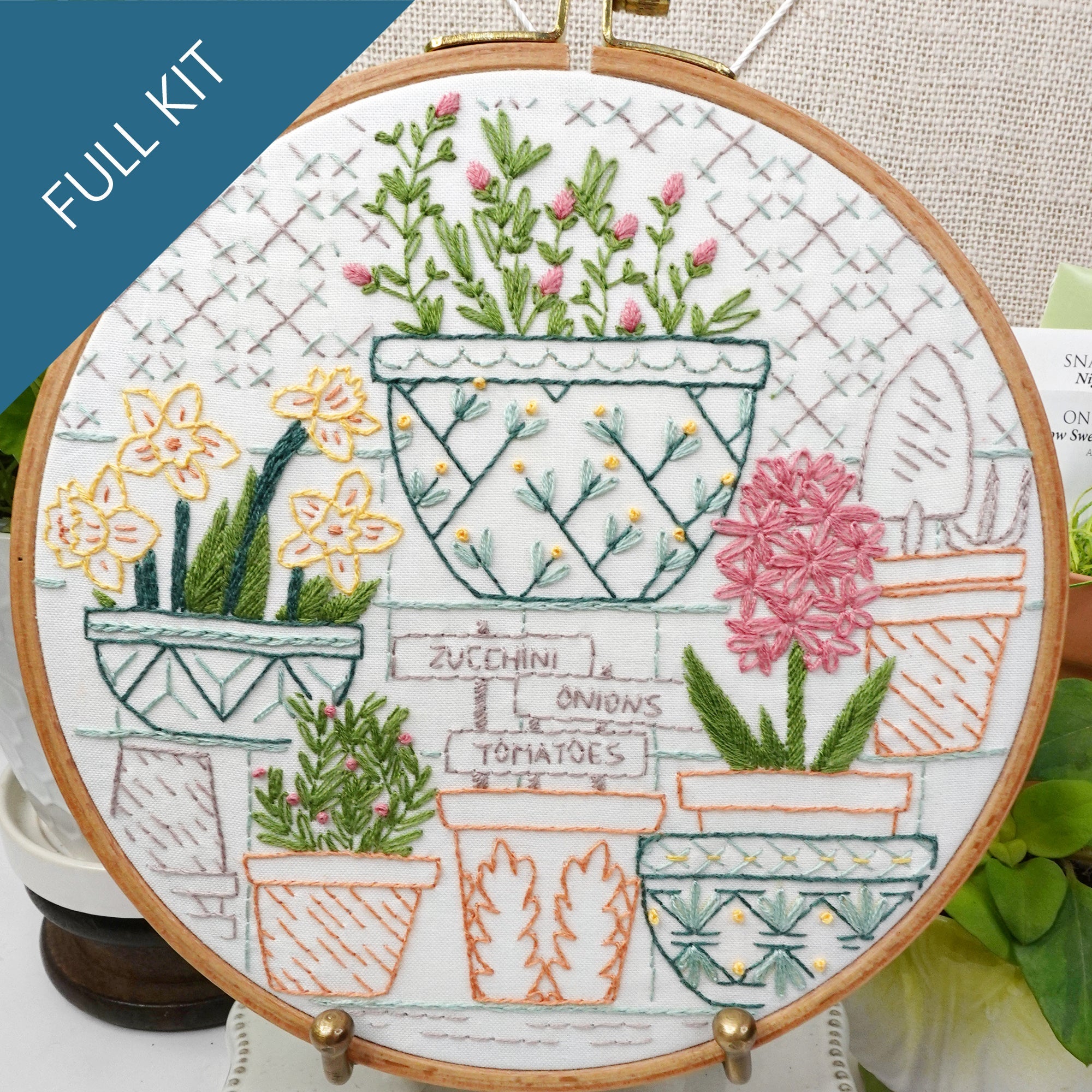 Potting Table Embroidery Kit - Stitched Stories