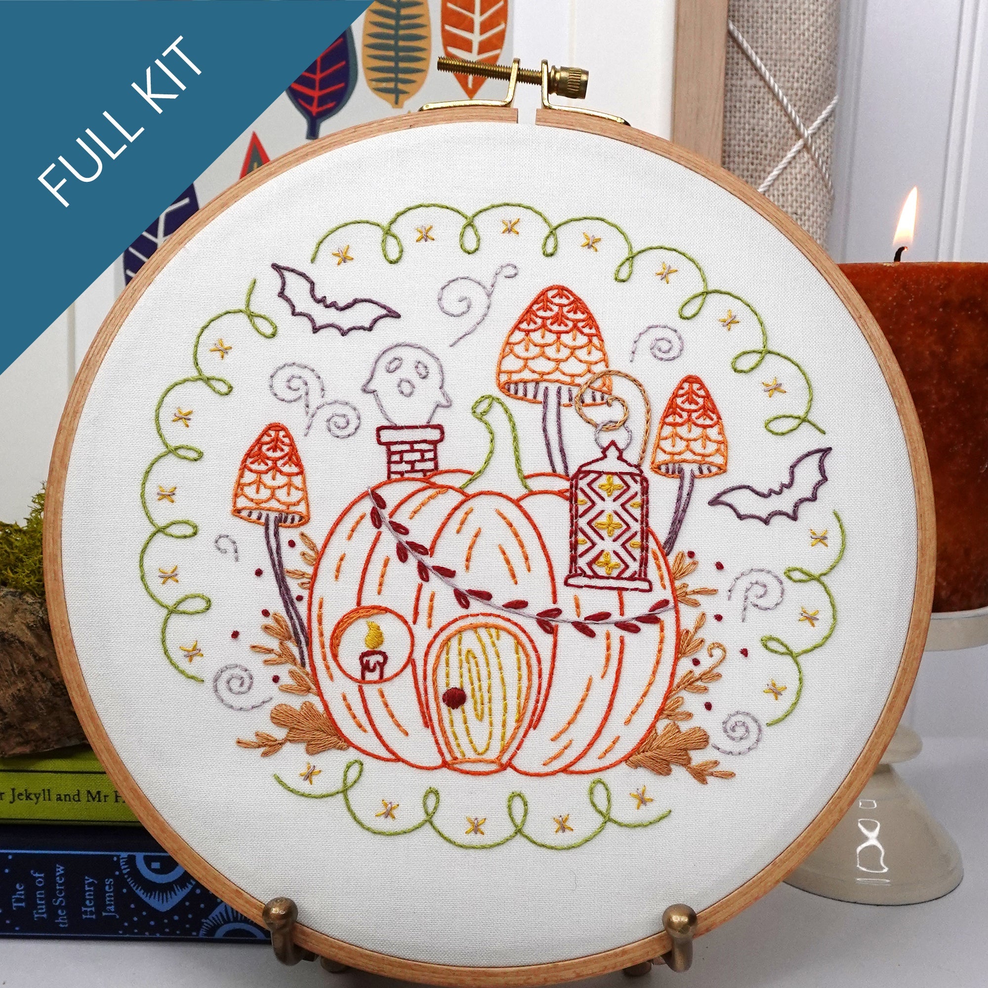 Pumpkin Hollow Embroidery Kit - Stitched Stories
