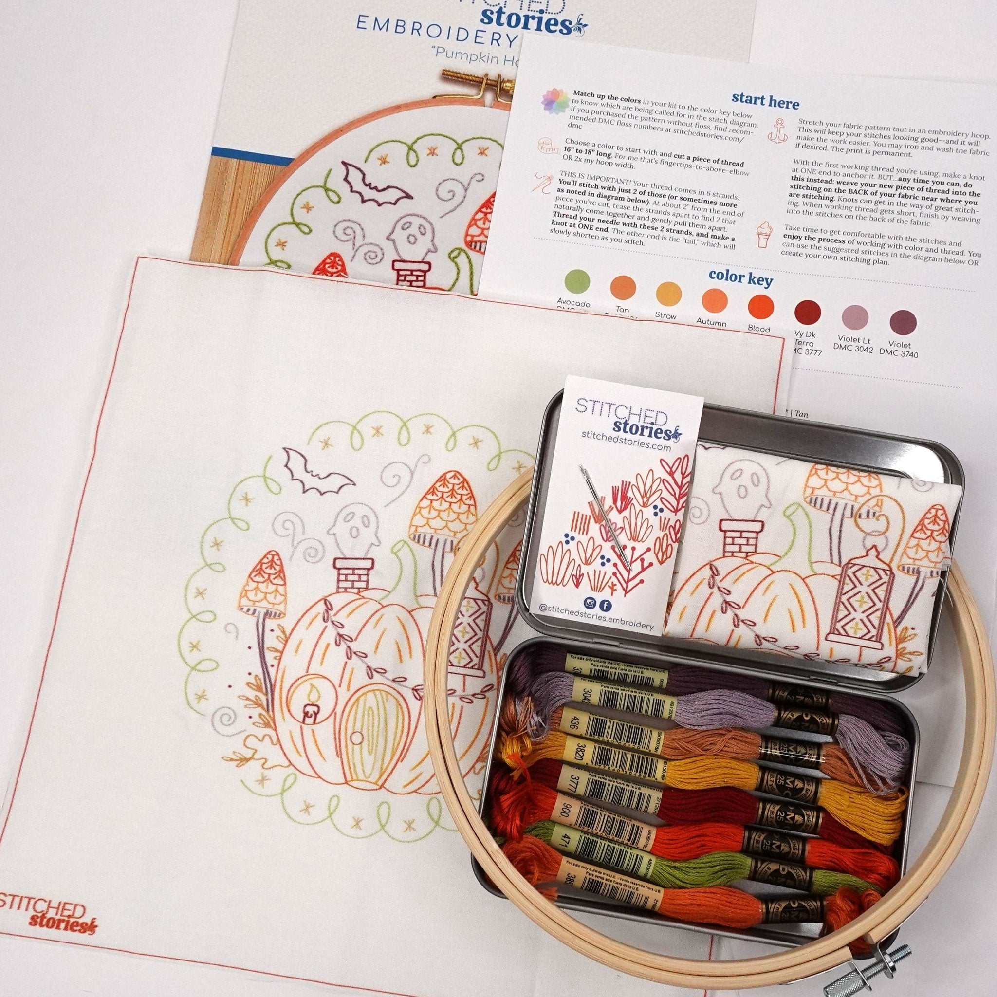 Pumpkin Hollow Embroidery Kit - Stitched Stories