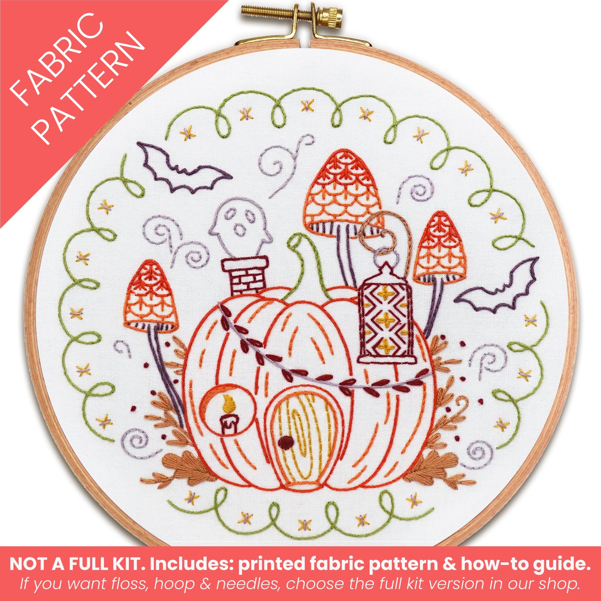 Pumpkin Hollow Printed Fabric Embroidery Pattern - Stitched Stories