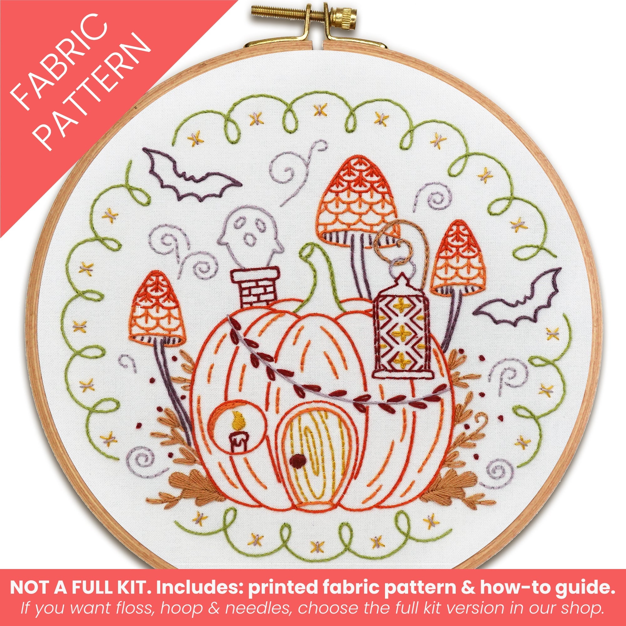 Pumpkin Hollow Printed Fabric Embroidery Pattern - Stitched Stories