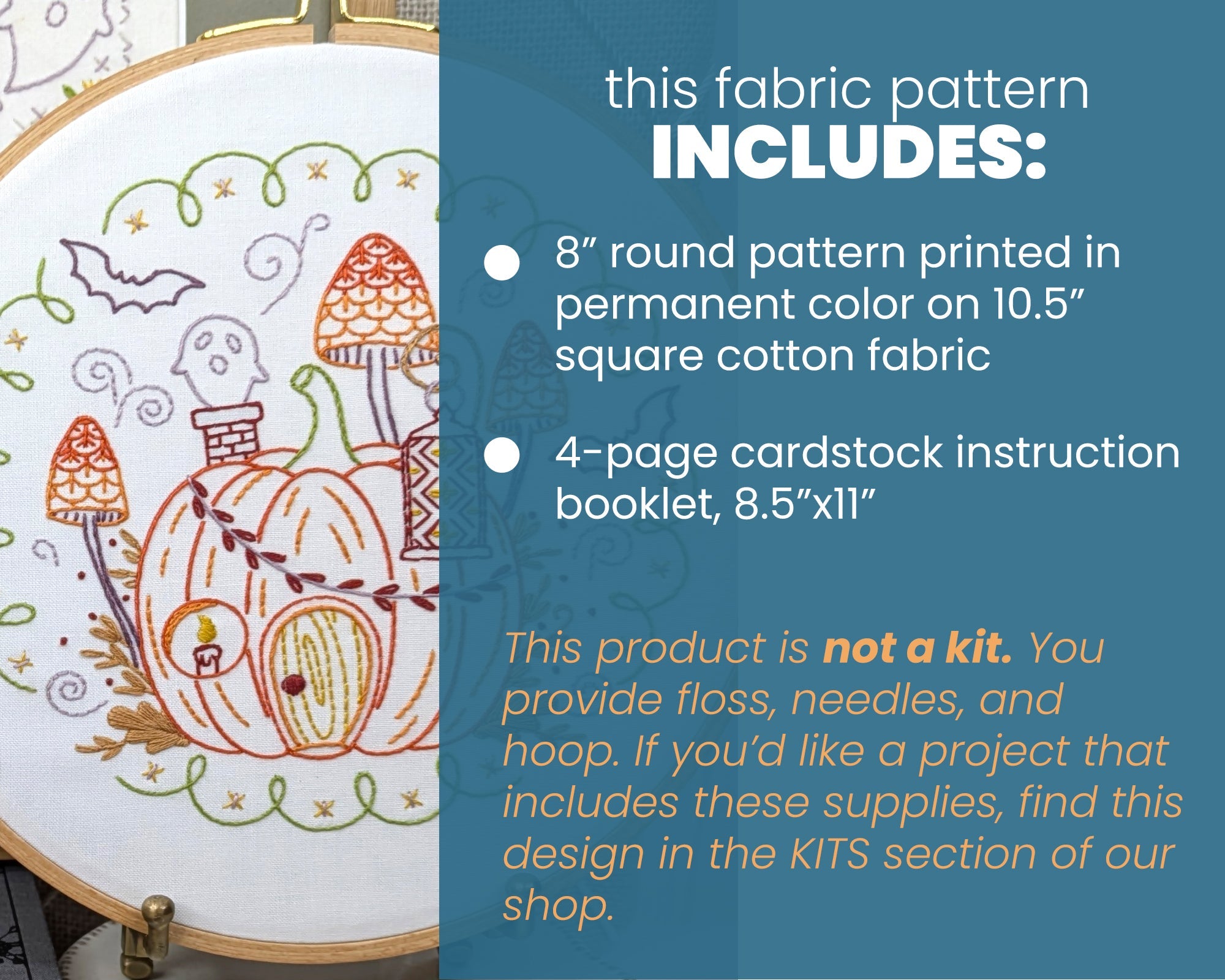 Pumpkin Hollow Printed Fabric Embroidery Pattern - Stitched Stories