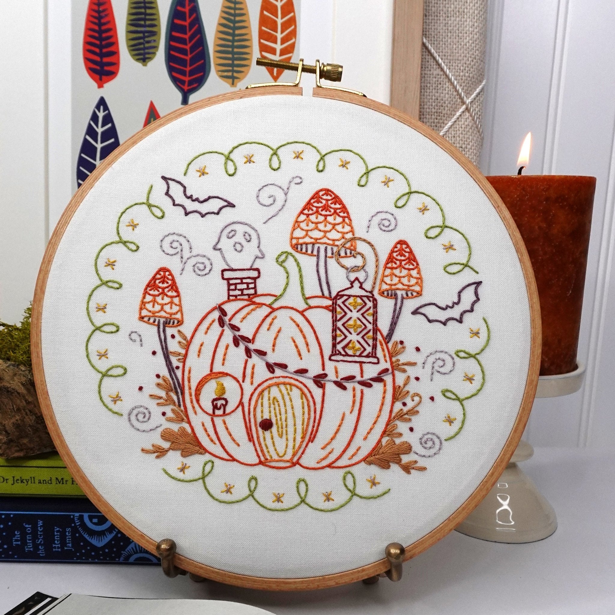 Pumpkin Hollow Printed Fabric Embroidery Pattern - Stitched Stories