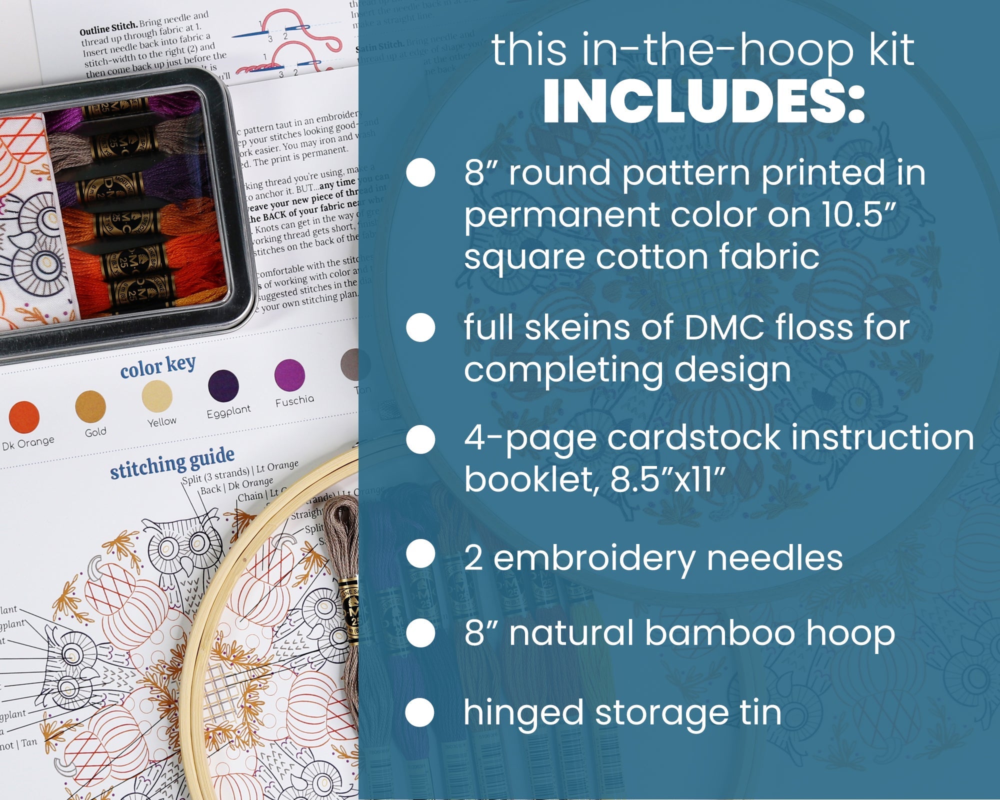 Pumpkins and Owls Embroidery Kit - Stitched Stories