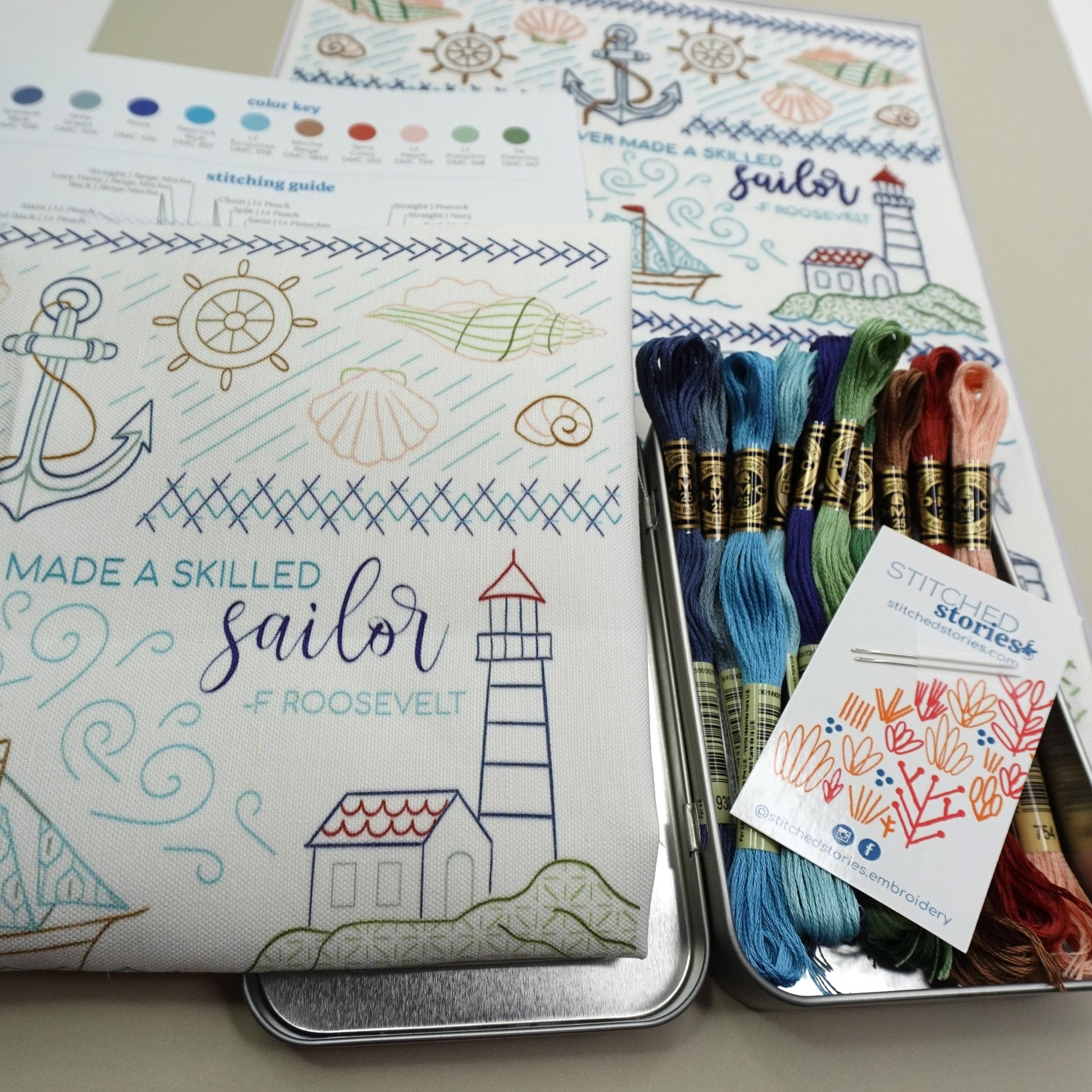 Seaside Sampler Embroidery Kit - Stitched Stories