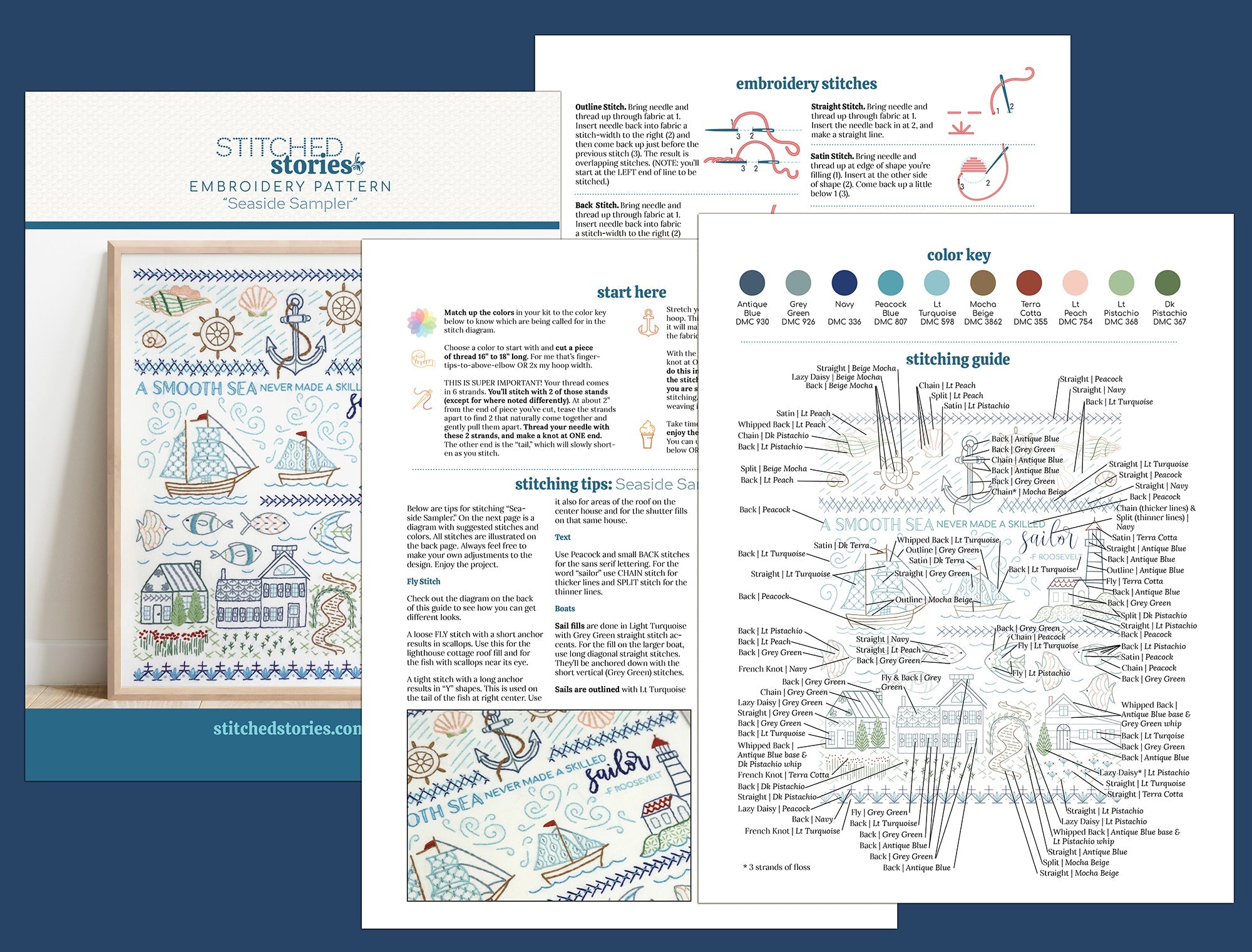 Seaside Sampler Embroidery Kit - Stitched Stories