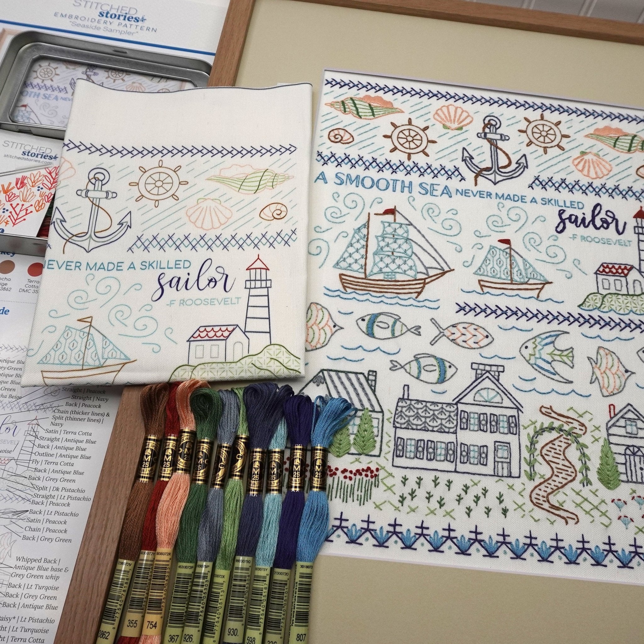 Seaside Sampler Embroidery Kit - Stitched Stories