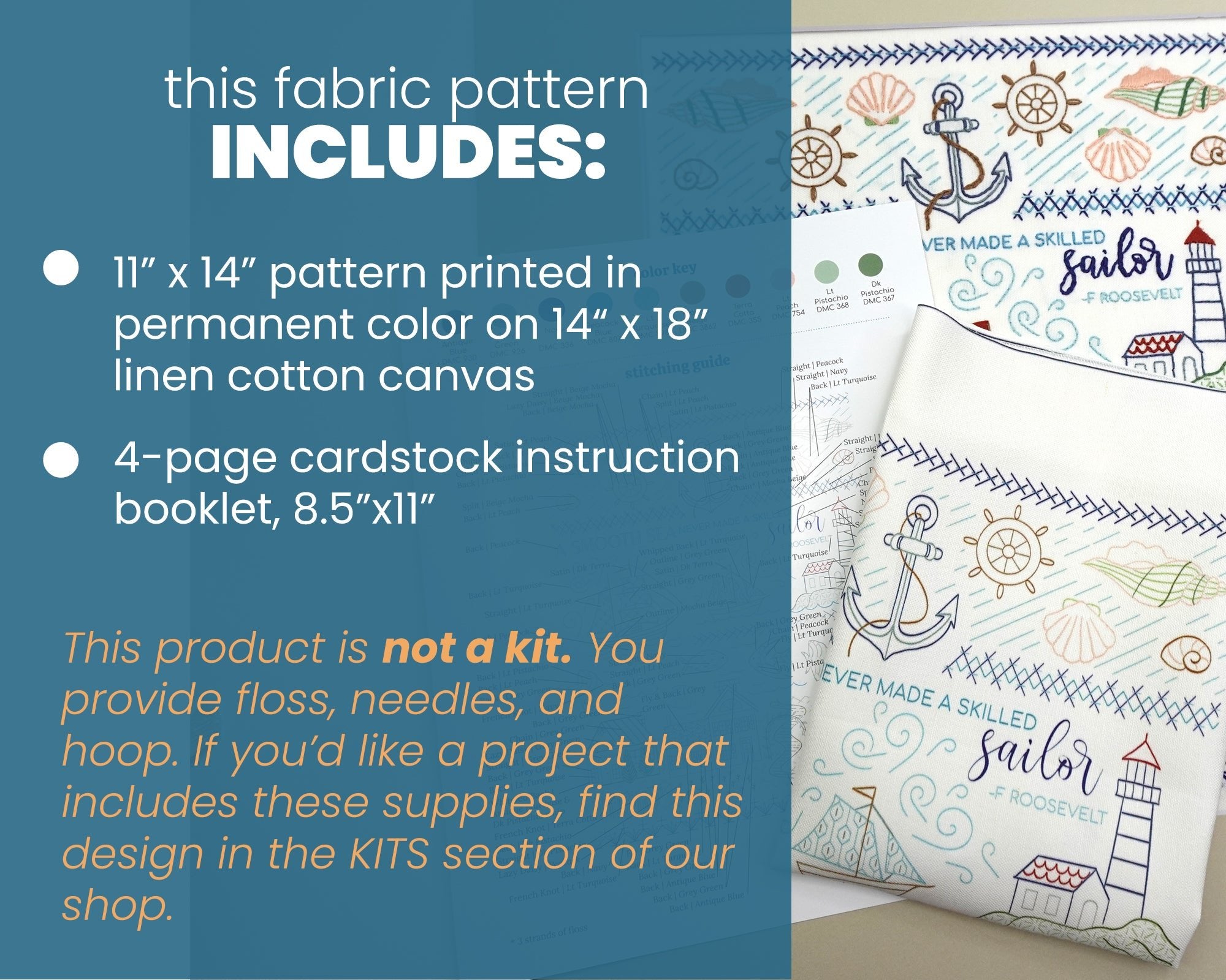 Seaside Sampler Printed Fabric Pattern - Stitched Stories