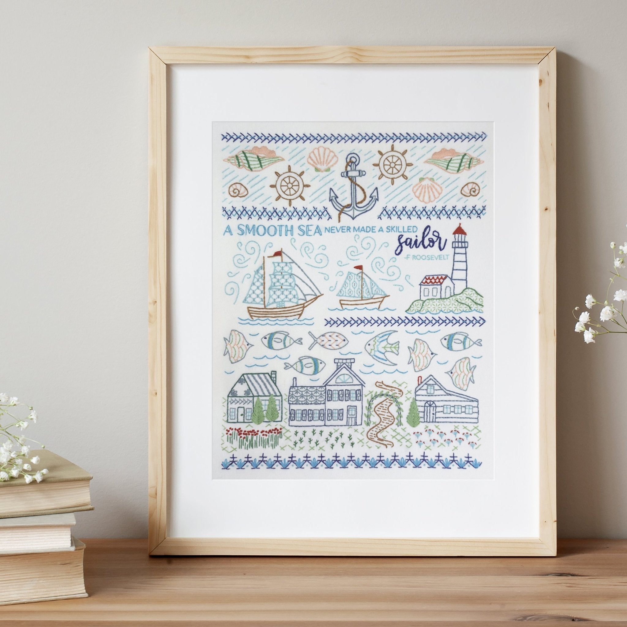 Seaside Sampler Printed Fabric Pattern - Stitched Stories