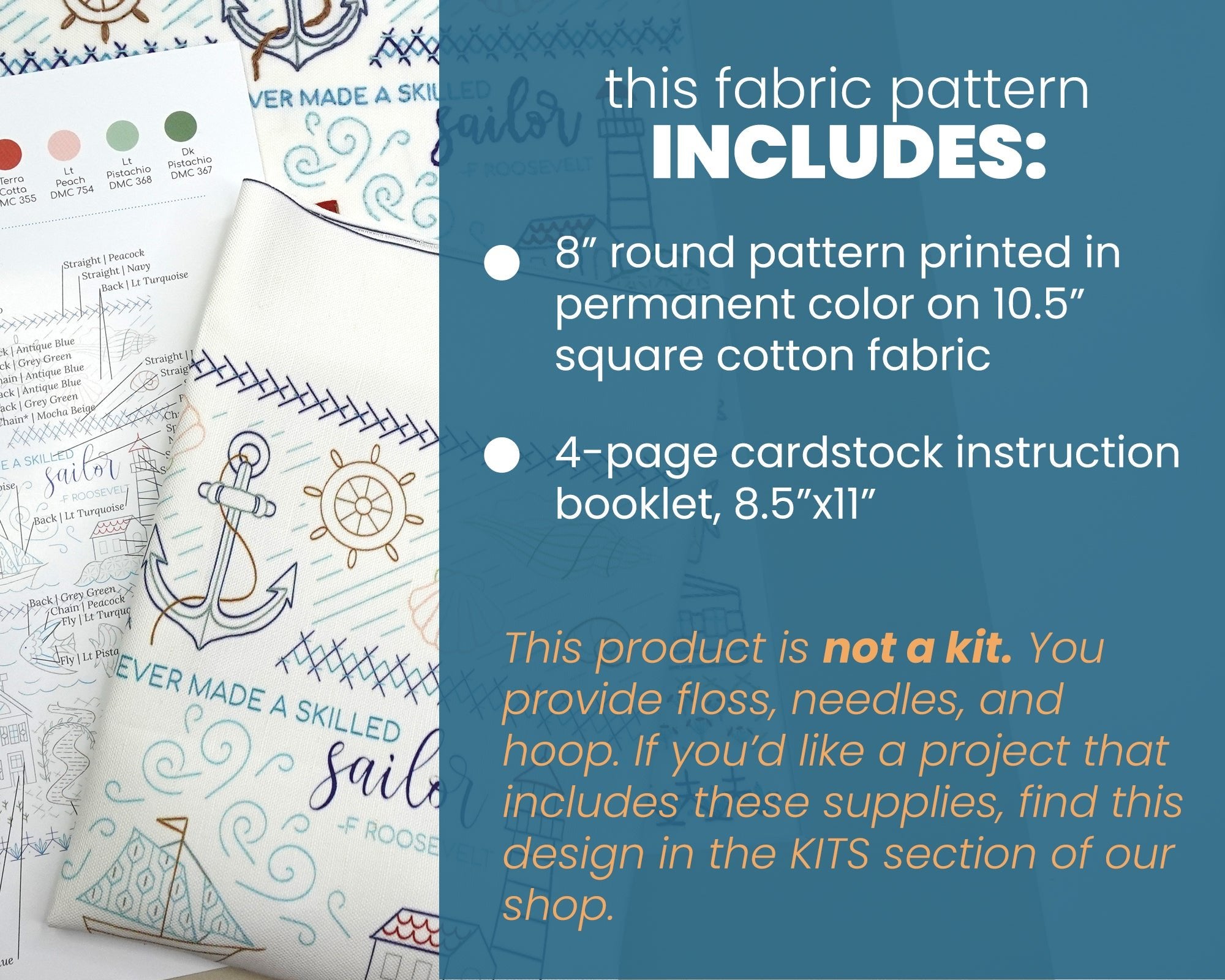 Seaside Sampler Printed Fabric Pattern - Stitched Stories