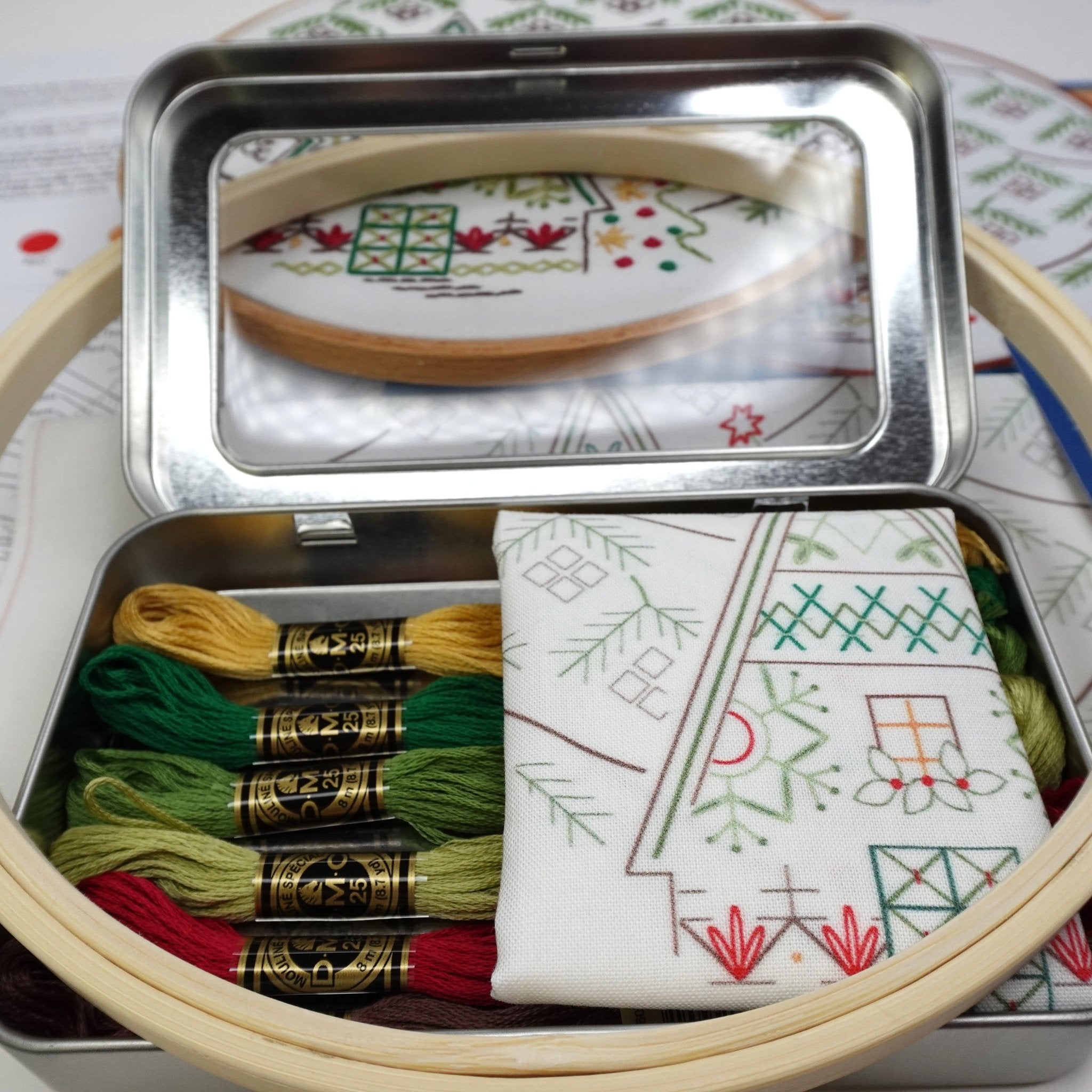 Snowflake Christmas Cottage Embroidery Kit - Stitched Stories