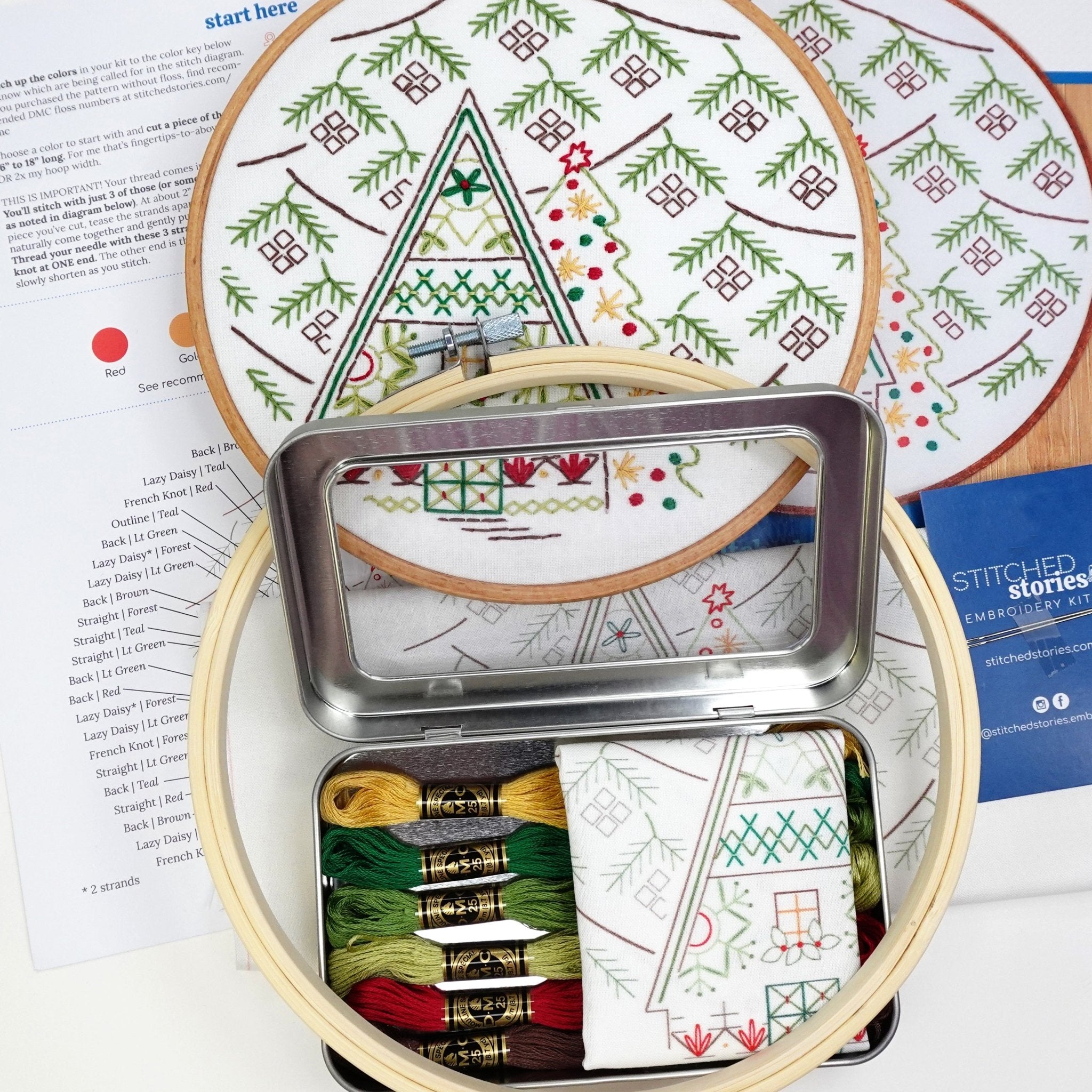 Snowflake Christmas Cottage Embroidery Kit - Stitched Stories