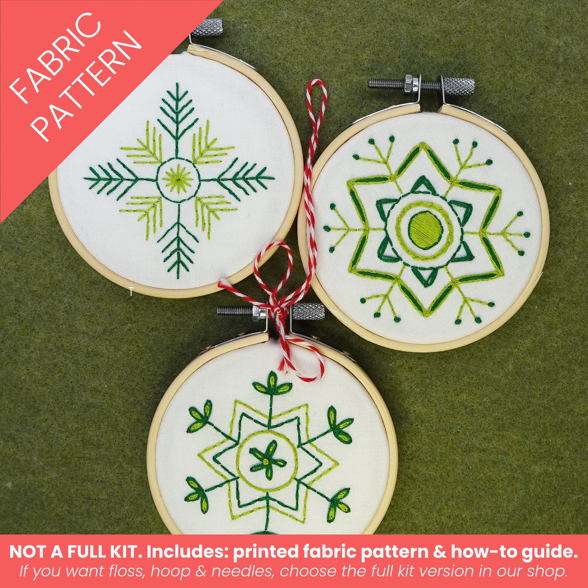Snowflakes Christmas Ornaments Embroidery Pattern - Stitched Stories