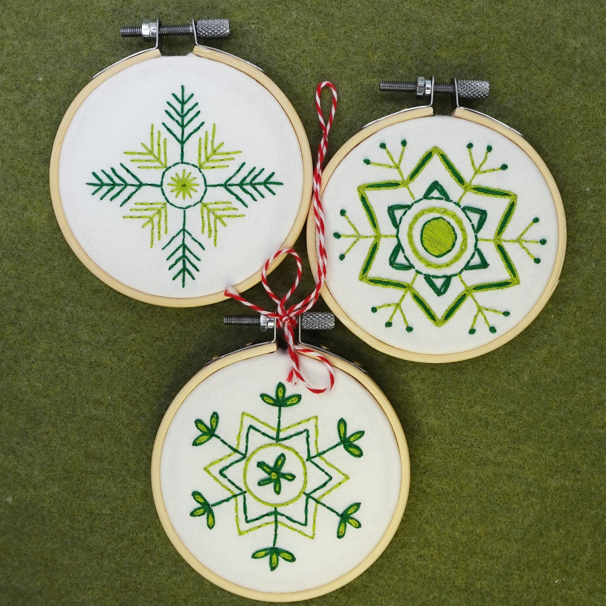 Snowflakes Christmas Ornaments Embroidery Pattern - Stitched Stories