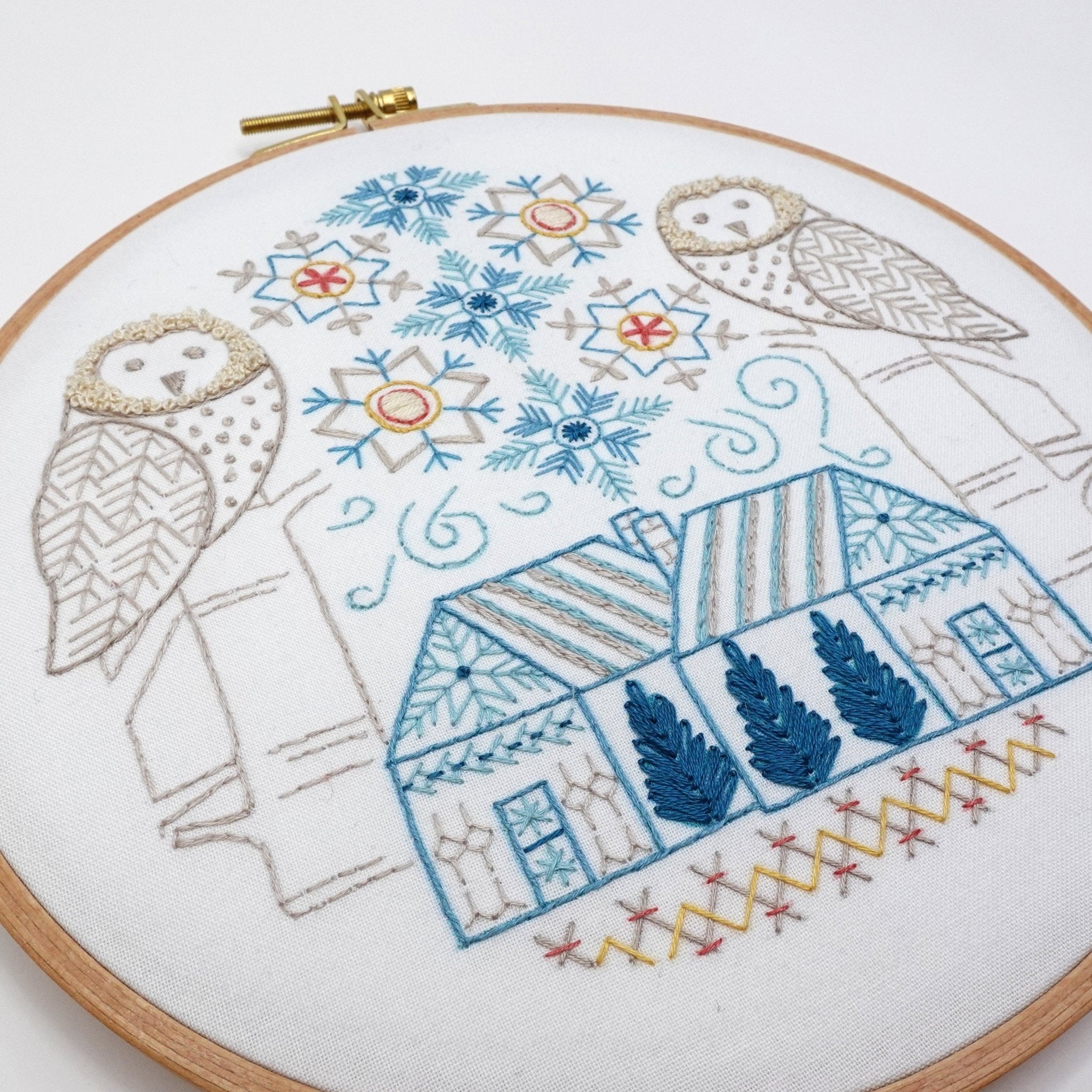 Snowy Owl Grove Embroidery Kit - Stitched Stories