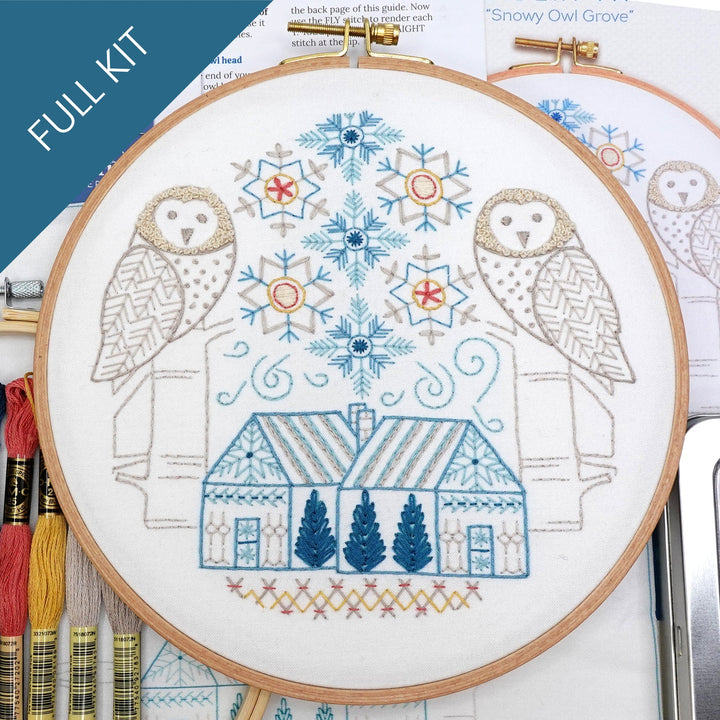 Snowy Owl Grove Embroidery Kit - Stitched Stories