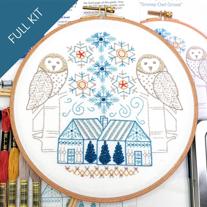 Snowy Owl Grove Embroidery Kit - Stitched Stories
