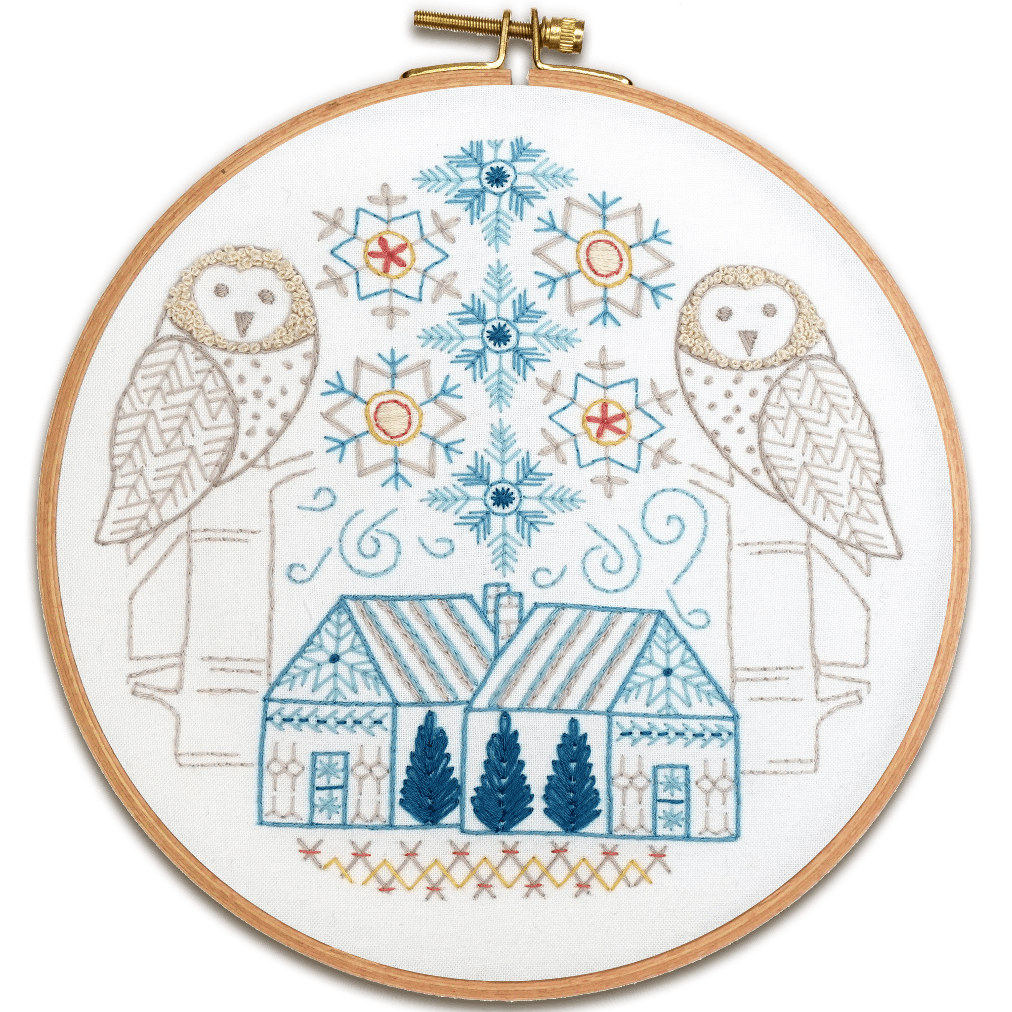 Snowy Owl Grove Printed Fabric Pattern - Stitched Stories