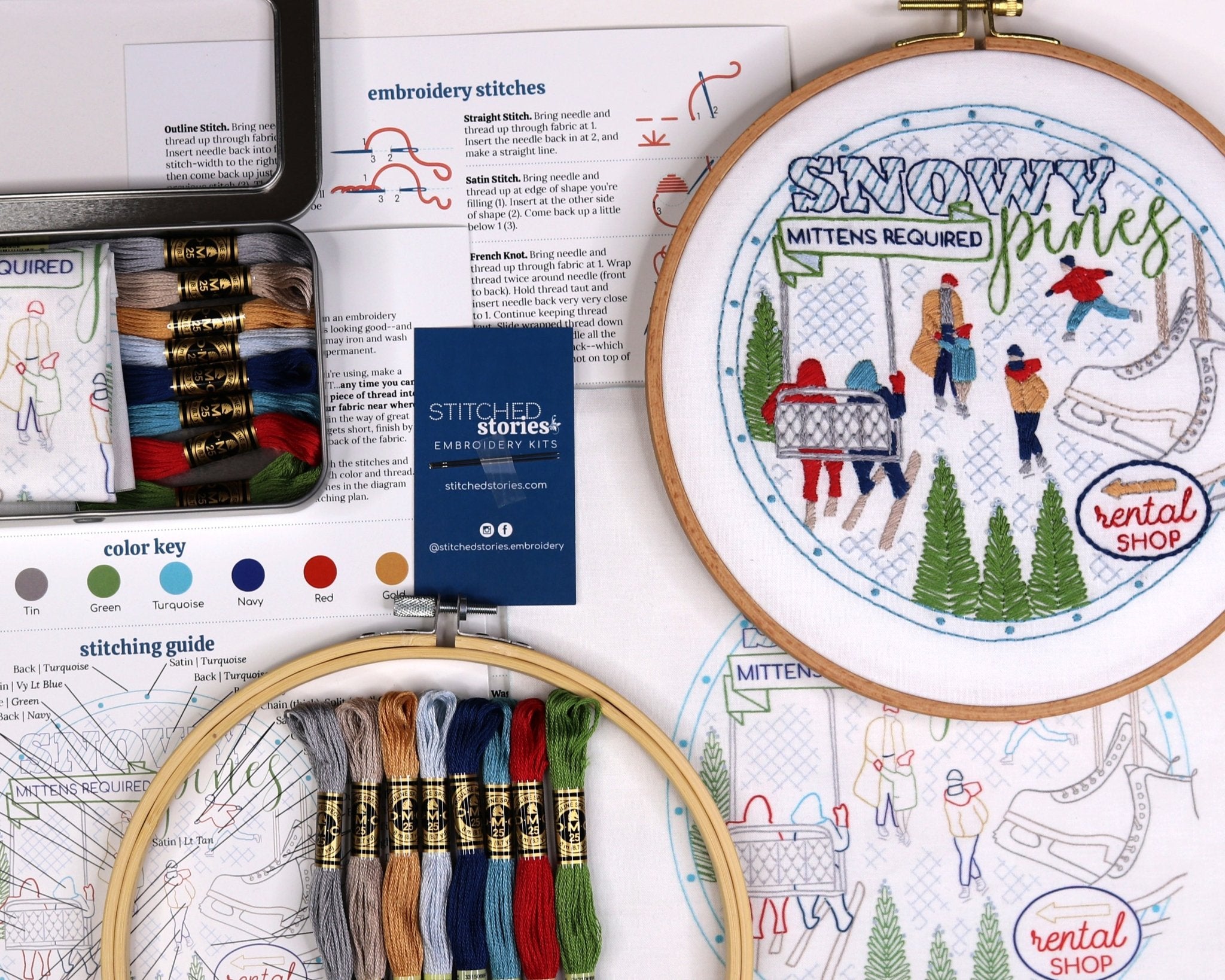 Snowy Pines Embroidery Kit - Stitched Stories