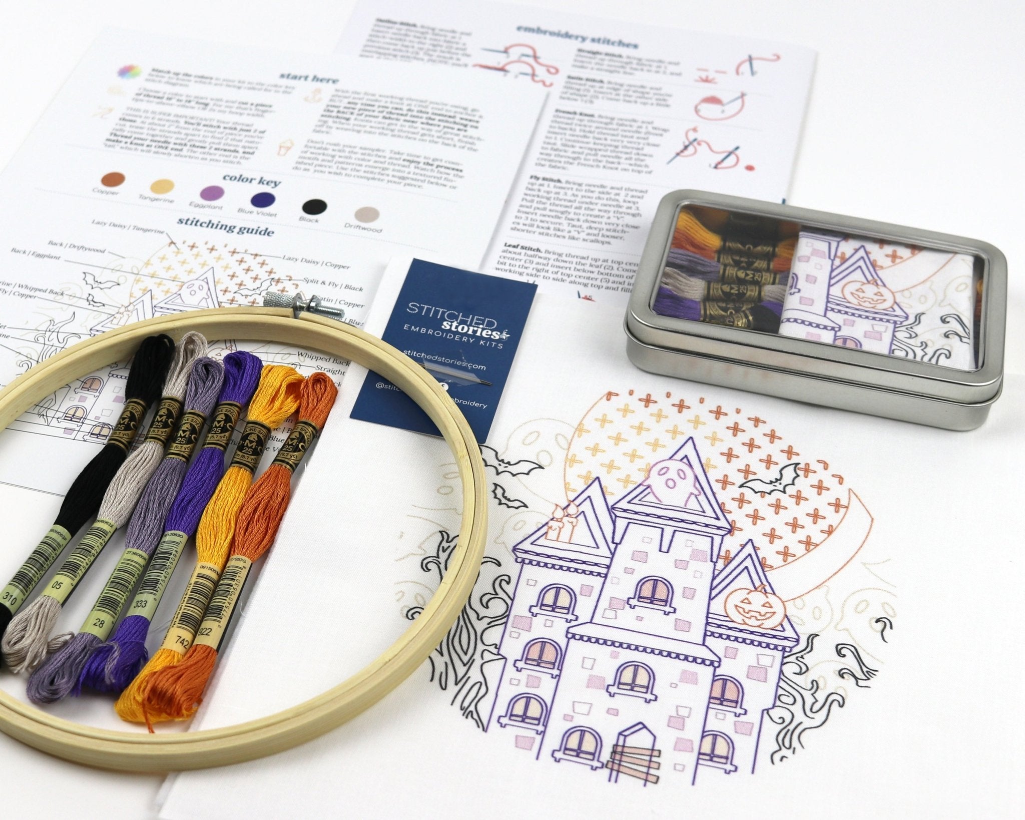 Spooky House Halloween Embroidery Kit - Stitched Stories