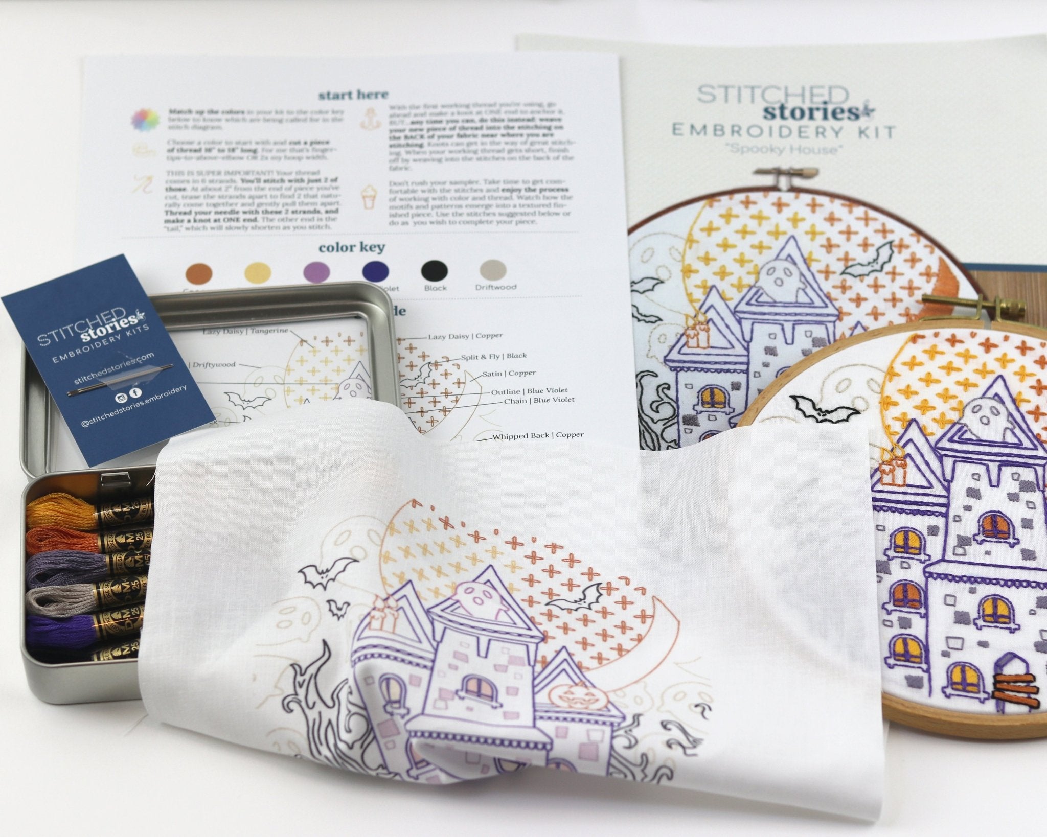 Spooky House Halloween Embroidery Kit - Stitched Stories