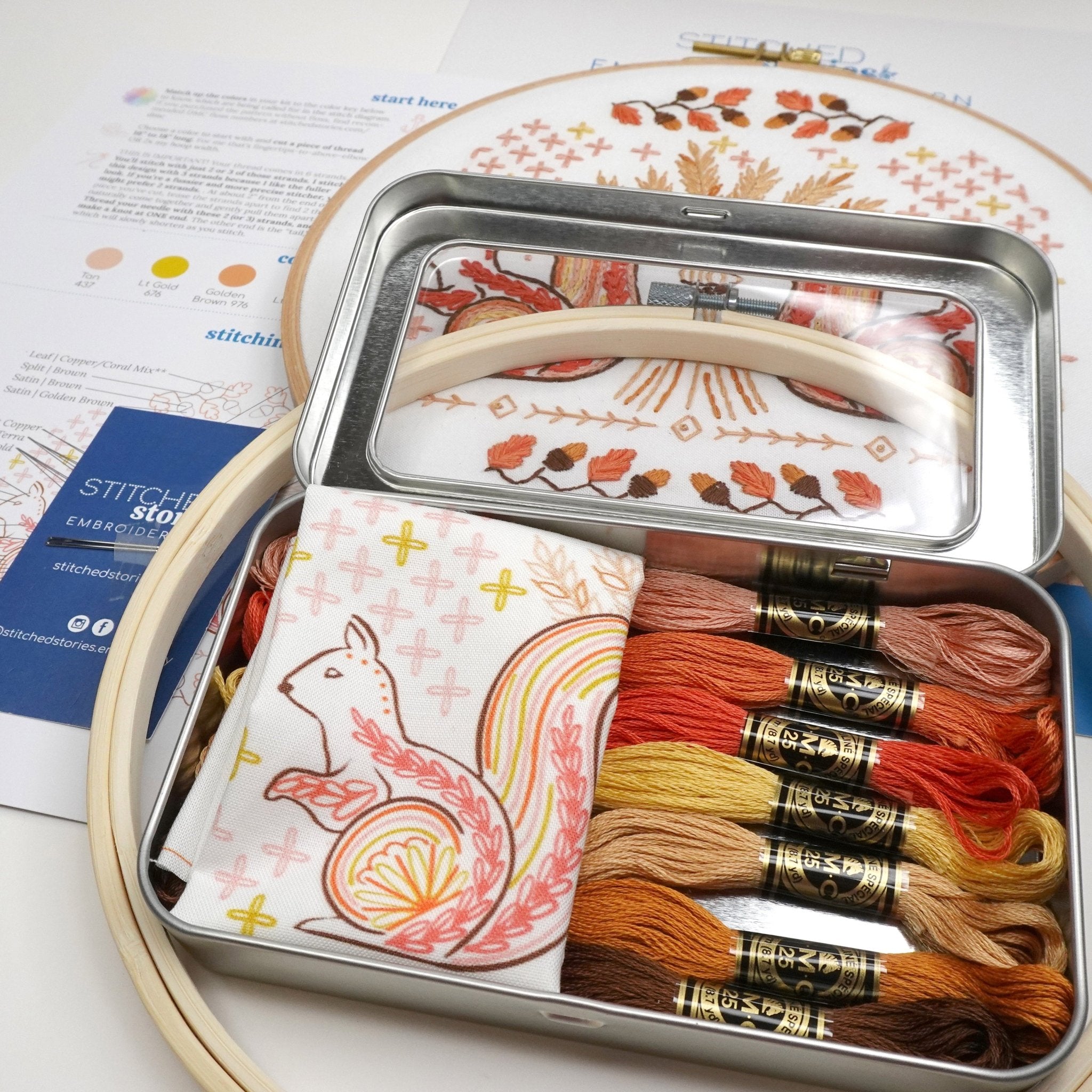 Squirrels & Acorns Embroidery Kit - Stitched Stories