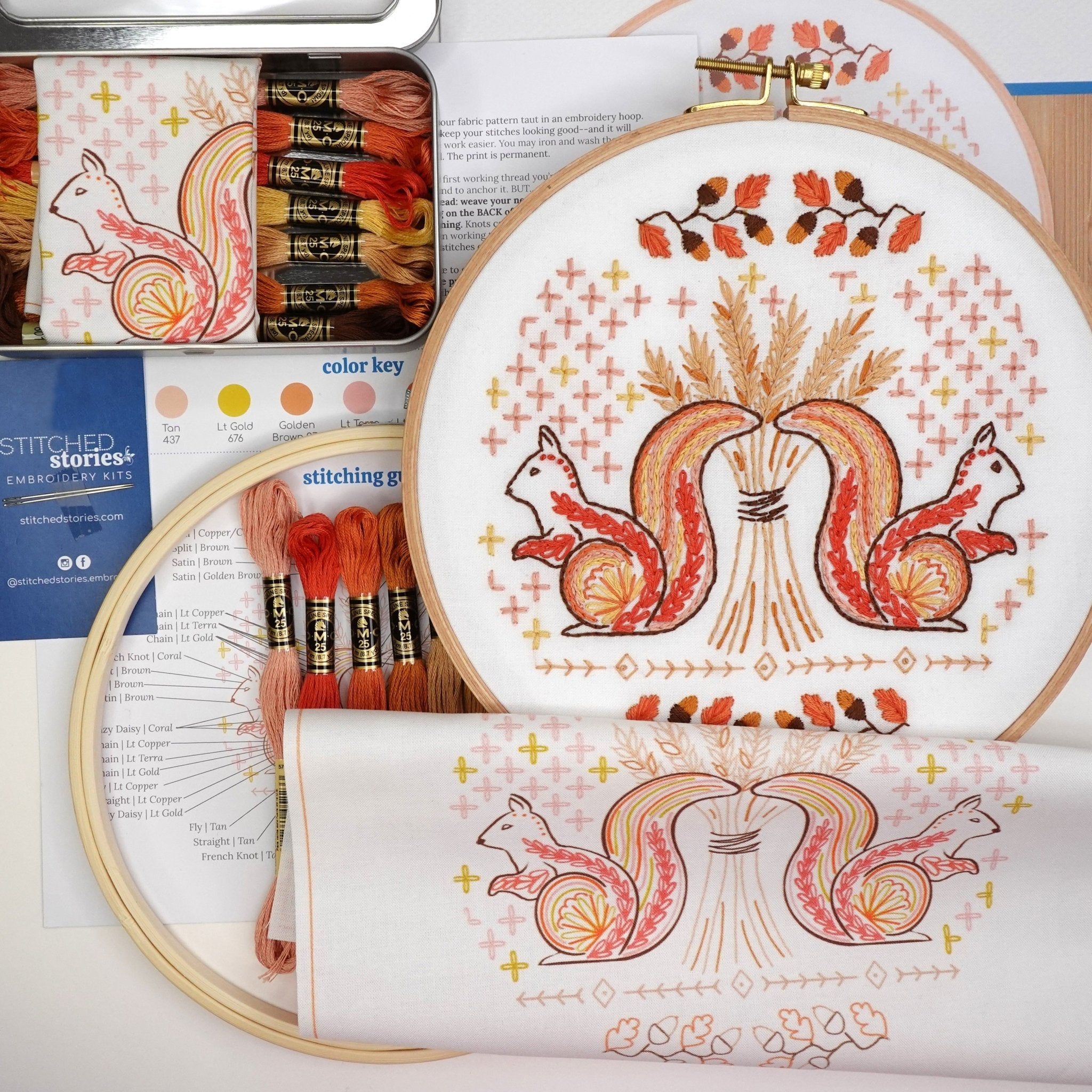 Squirrels & Acorns Embroidery Kit - Stitched Stories