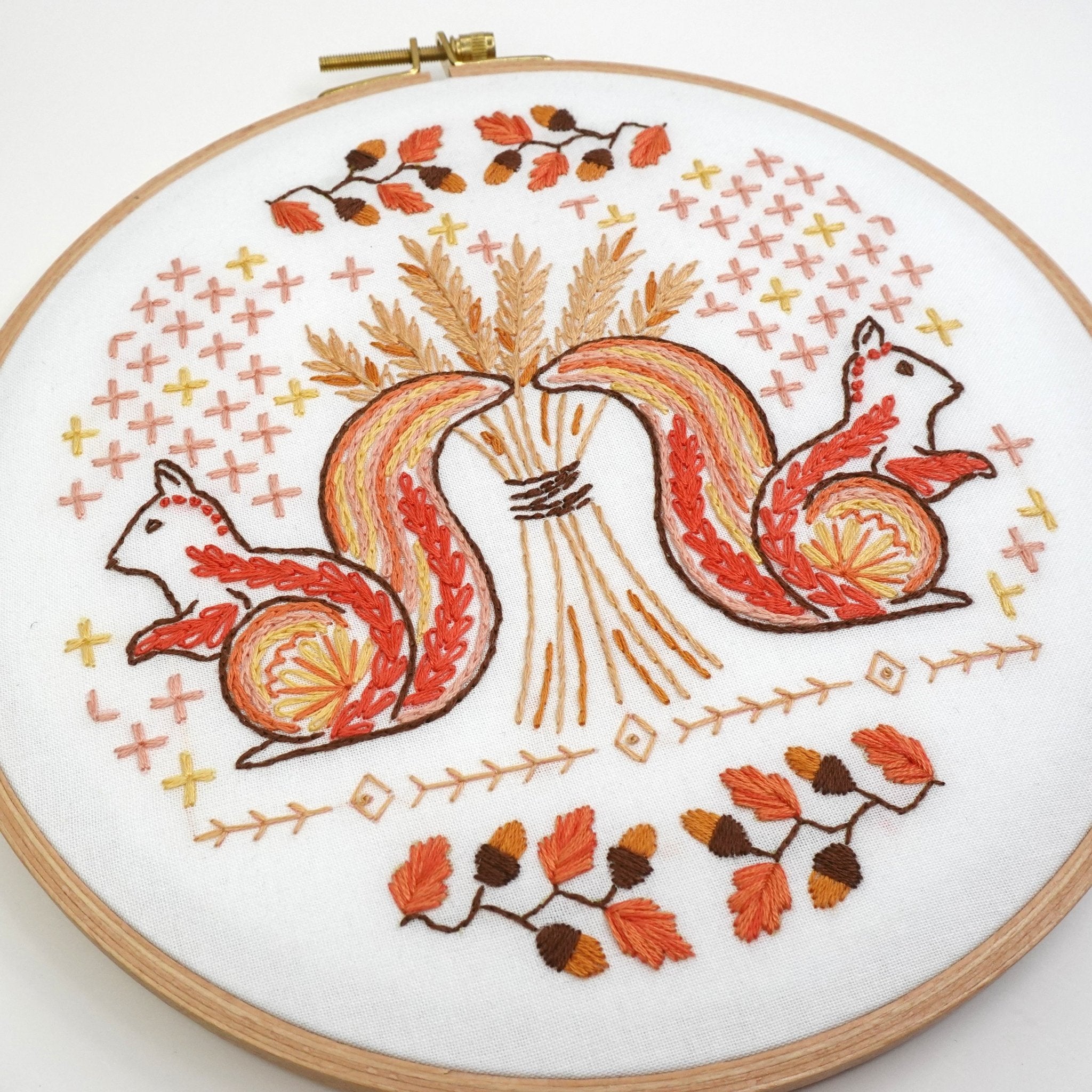 Squirrels & Acorns Printed Fabric Pattern - Stitched Stories