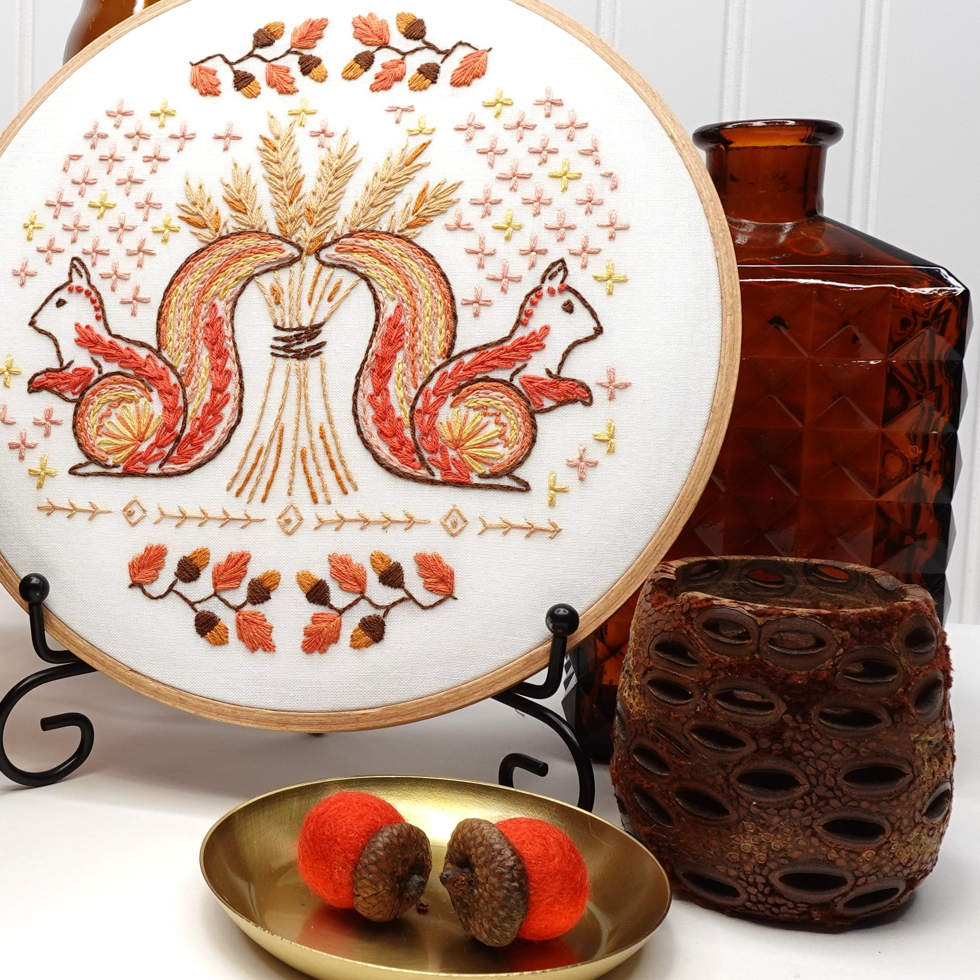 Squirrels & Acorns Printed Fabric Pattern - Stitched Stories