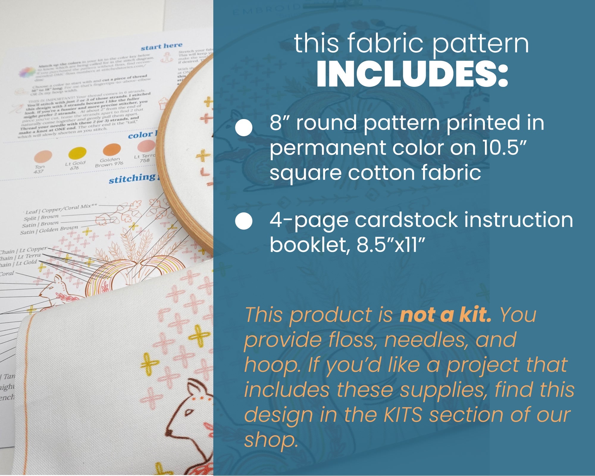 Squirrels & Acorns Printed Fabric Pattern - Stitched Stories