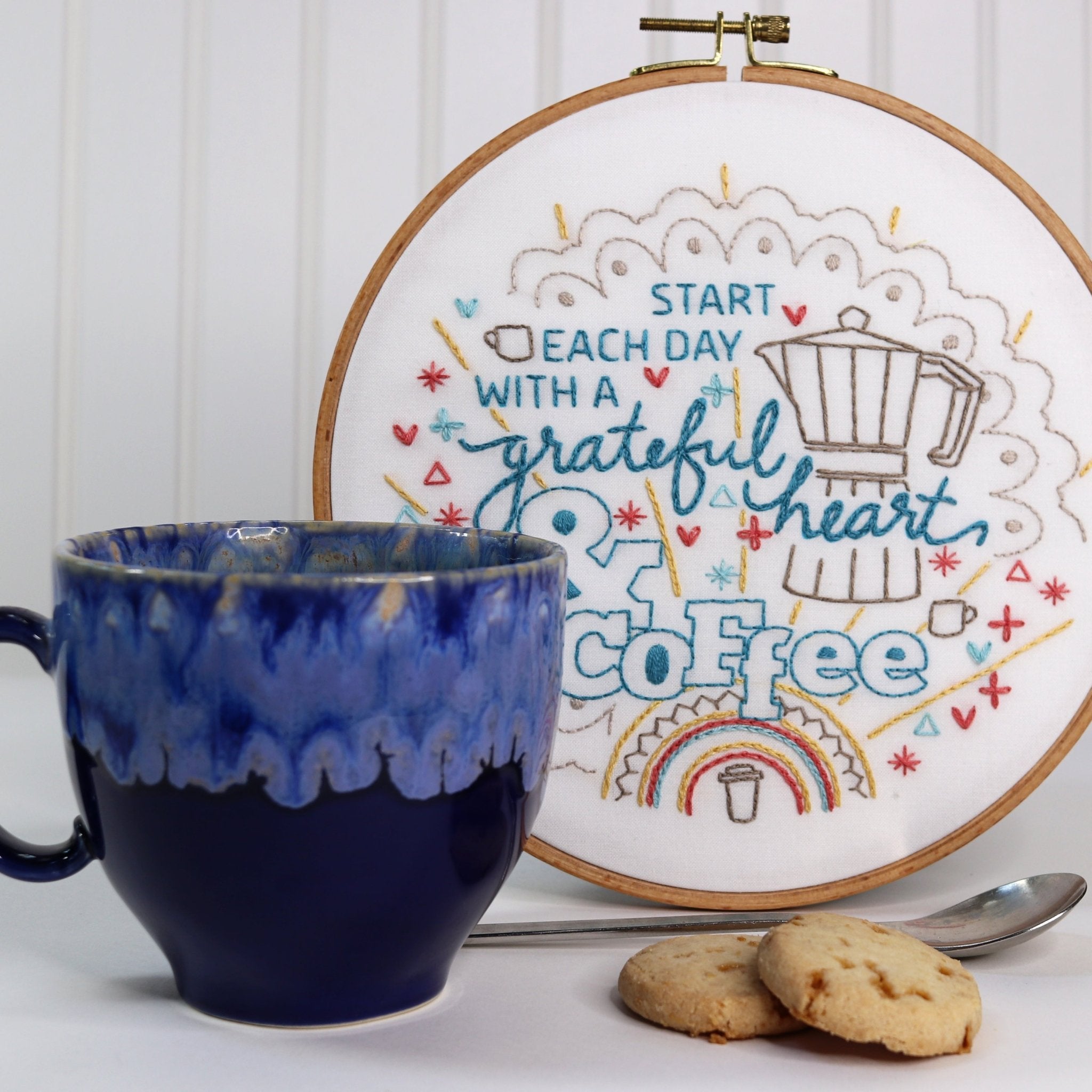 Start with Coffee Printed Fabric Pattern - Stitched Stories