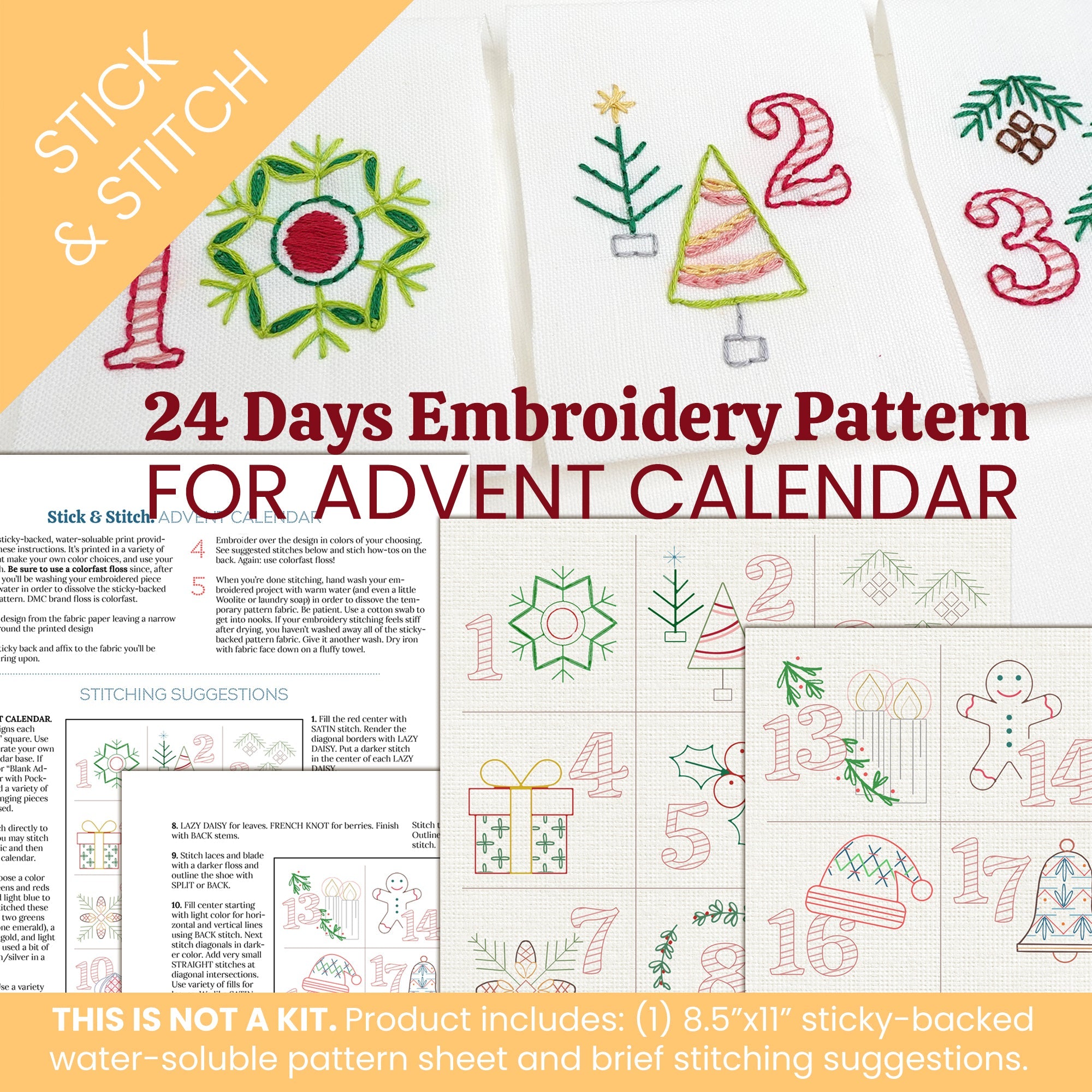 Stick & Stitch Motifs: 24 Days Embroidery for Advent Calendar - Stitched Stories