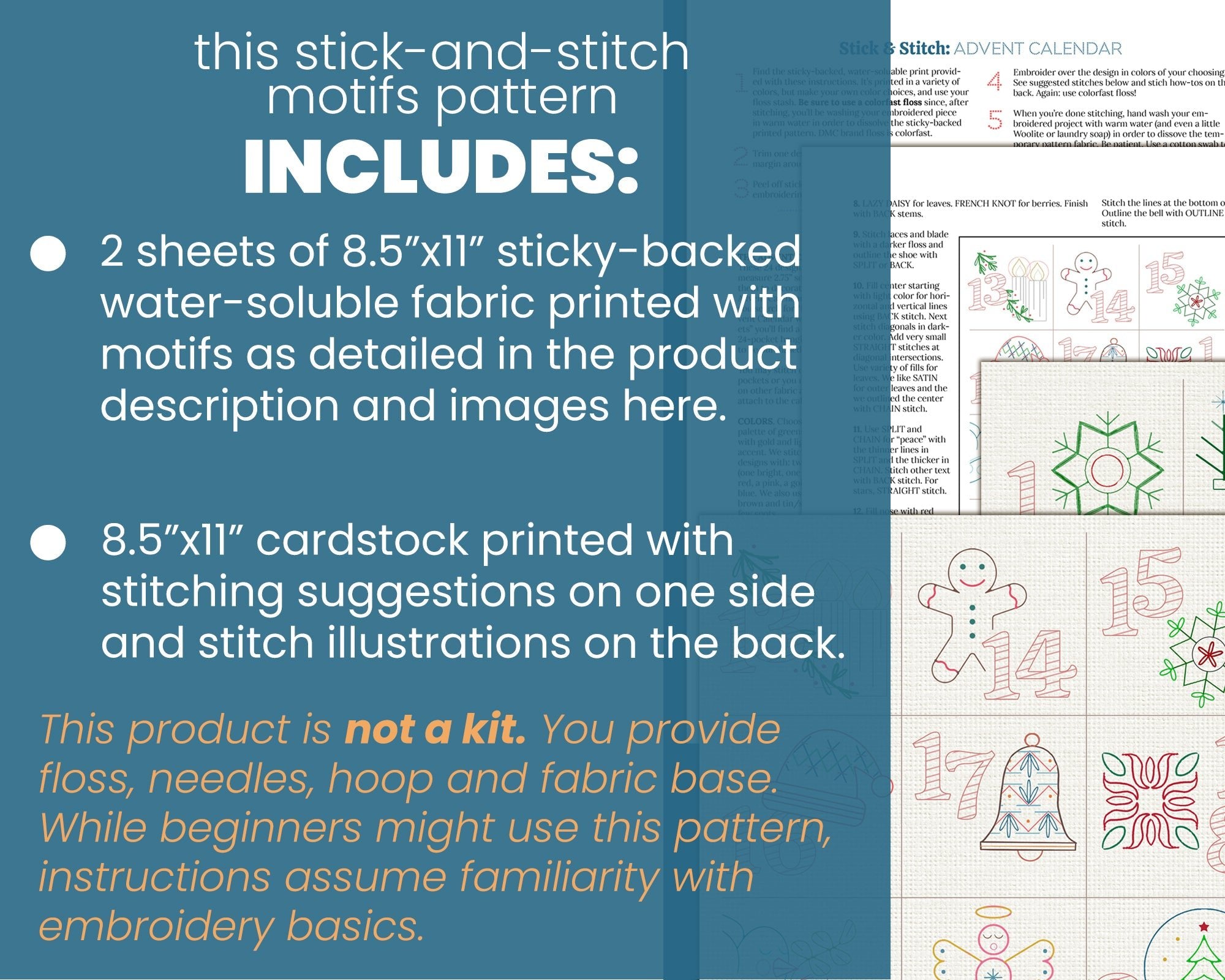 Stick & Stitch Motifs: 24 Days Embroidery for Advent Calendar - Stitched Stories