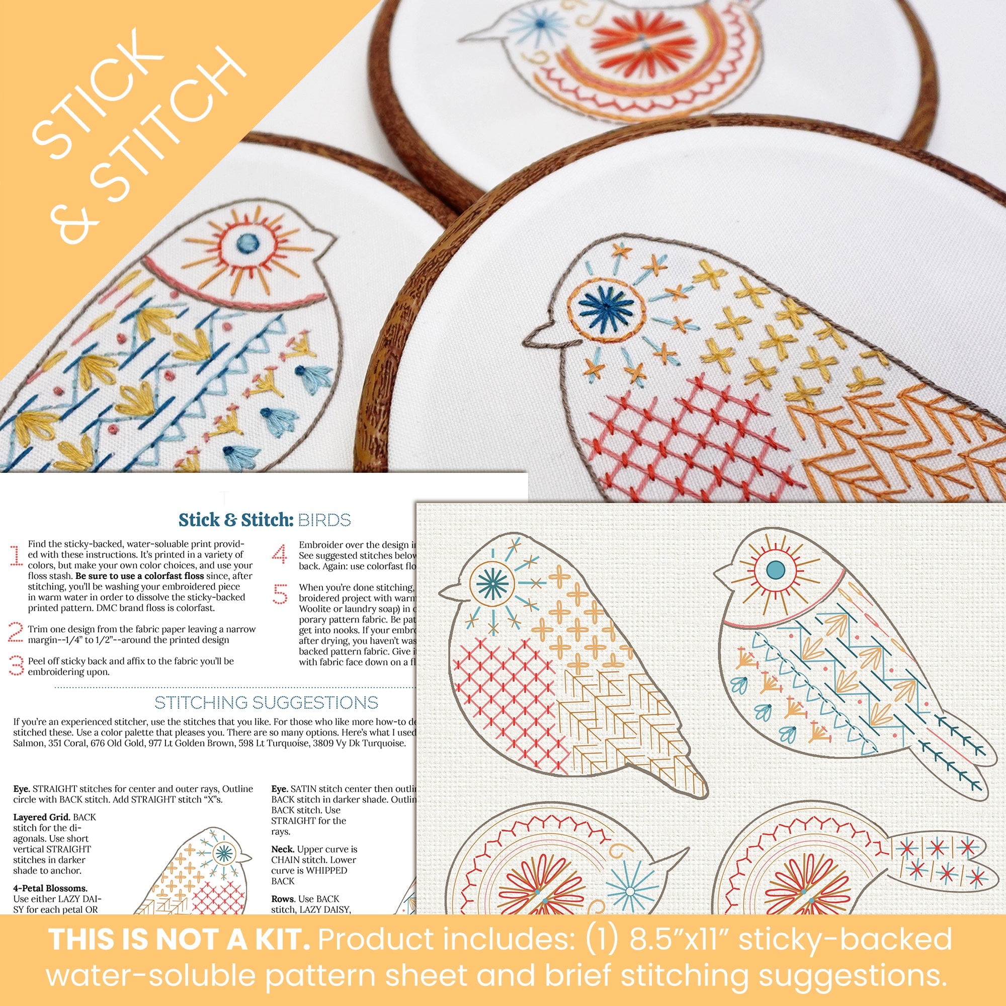 Stick & Stitch Motifs: Birds - Stitched Stories