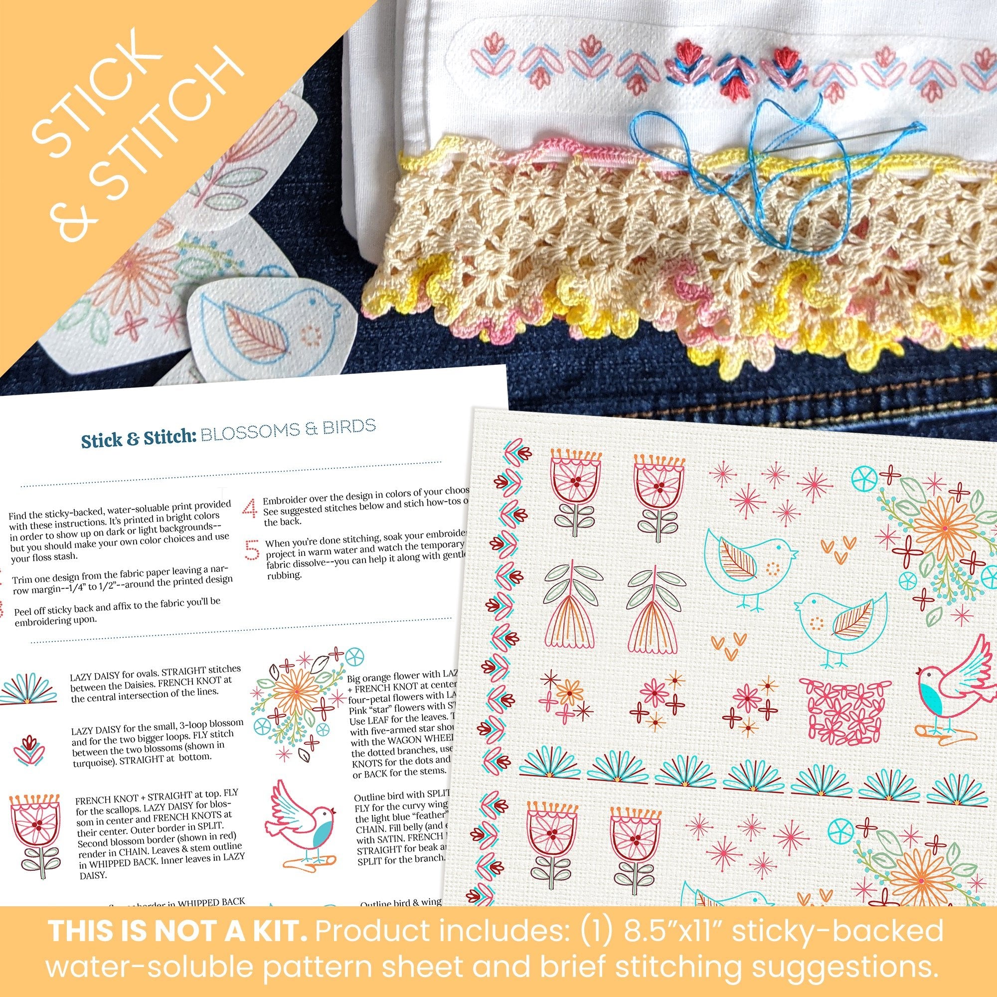 Stick & Stitch Motifs: Blossoms & Birds - Stitched Stories